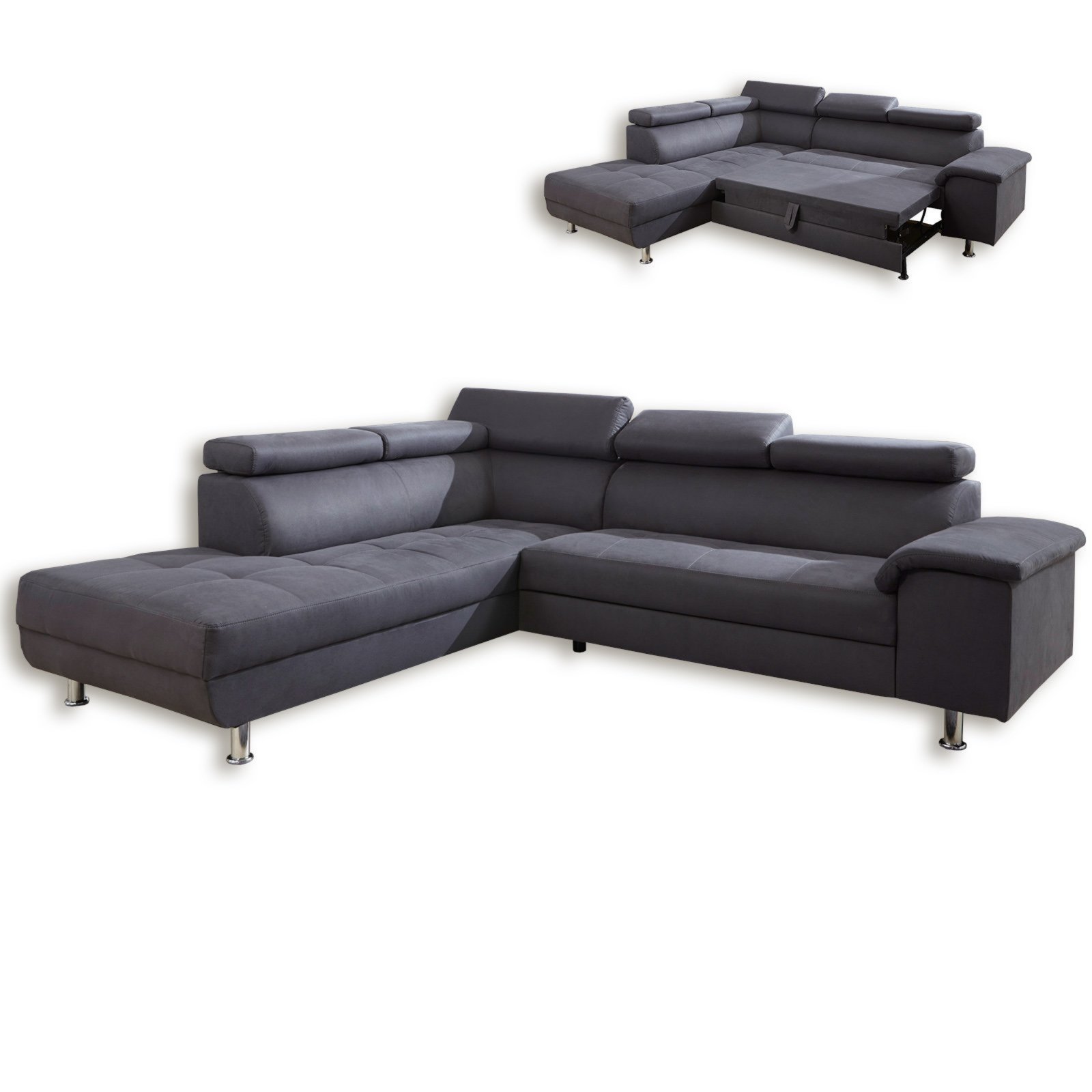 Ecksofa anthrazit Microfaser mit Liegefunktion Ecksofas LForm