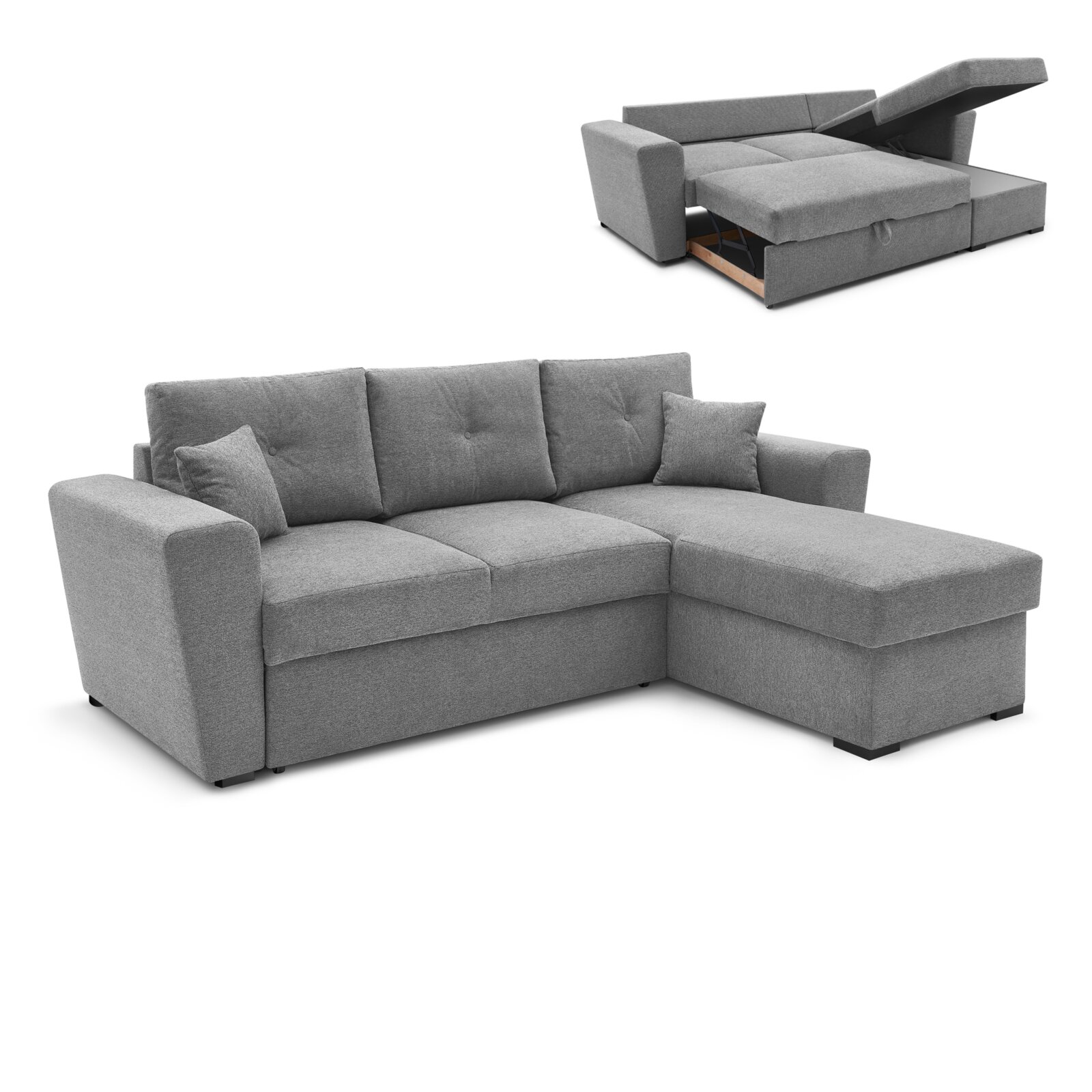 Angebot Roller Ecksofa grau Staukasten Liegefunktion