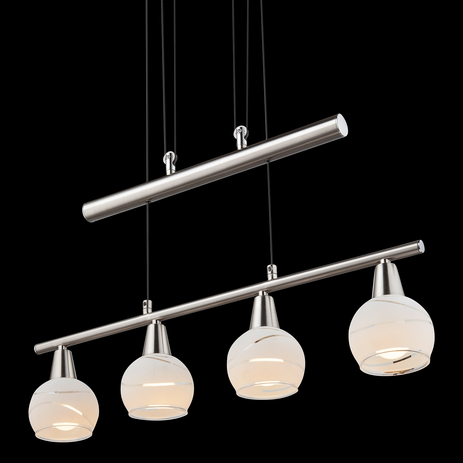 LED-Pendelleuchte - Nickel matt - Glas - 4-flammig