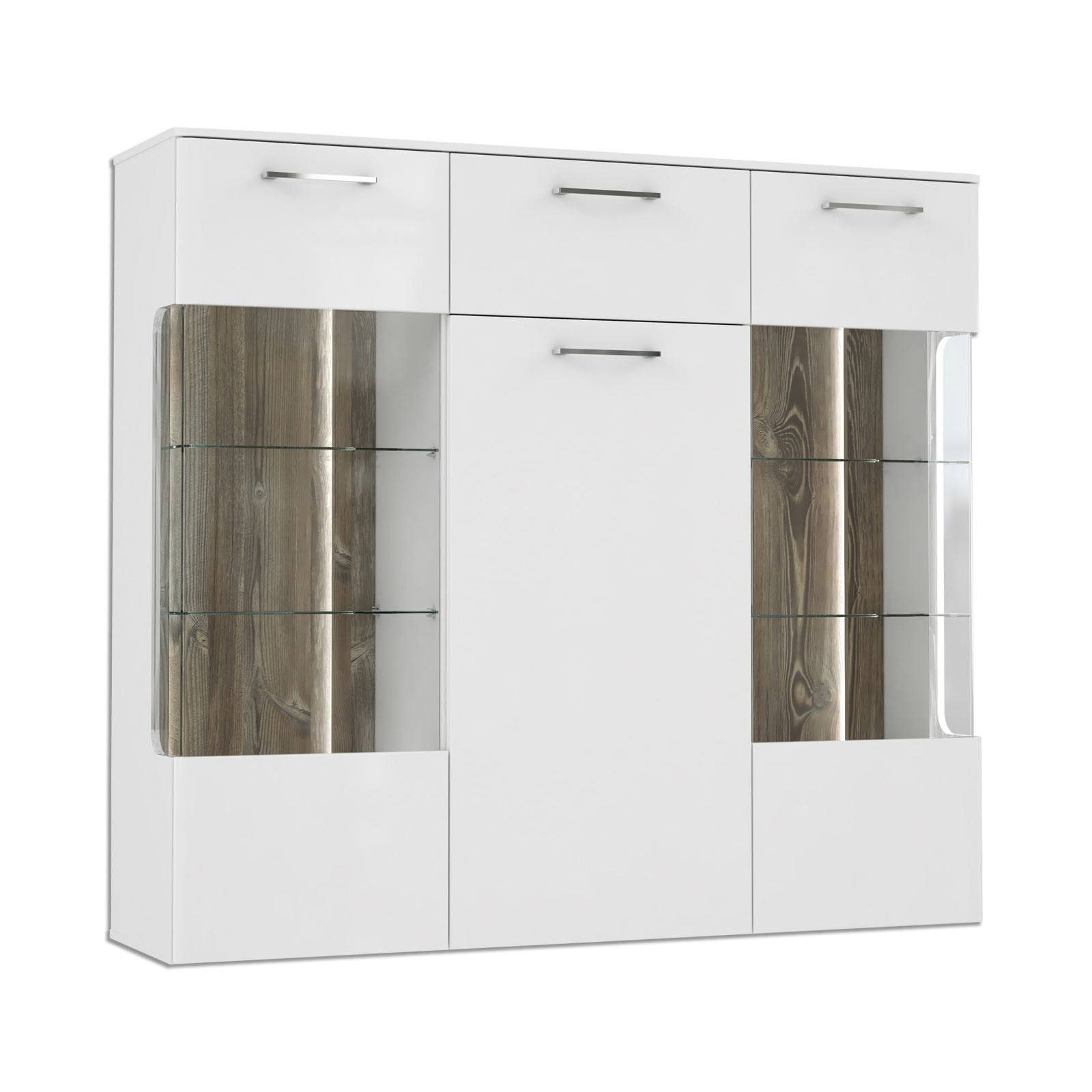 Highboardvitrine - weiß matt/weiß hochglanz - LED Beleuchtung | Online