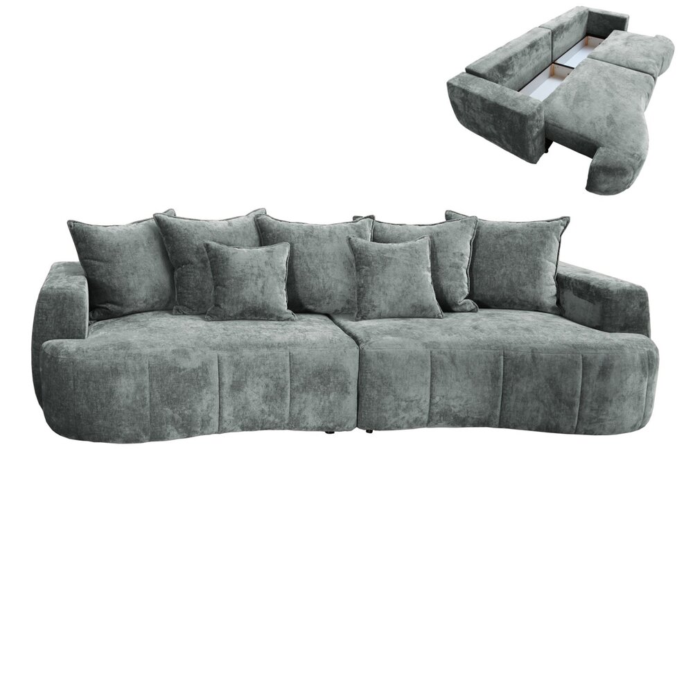 Big Sofa Grau Boxspringfederung