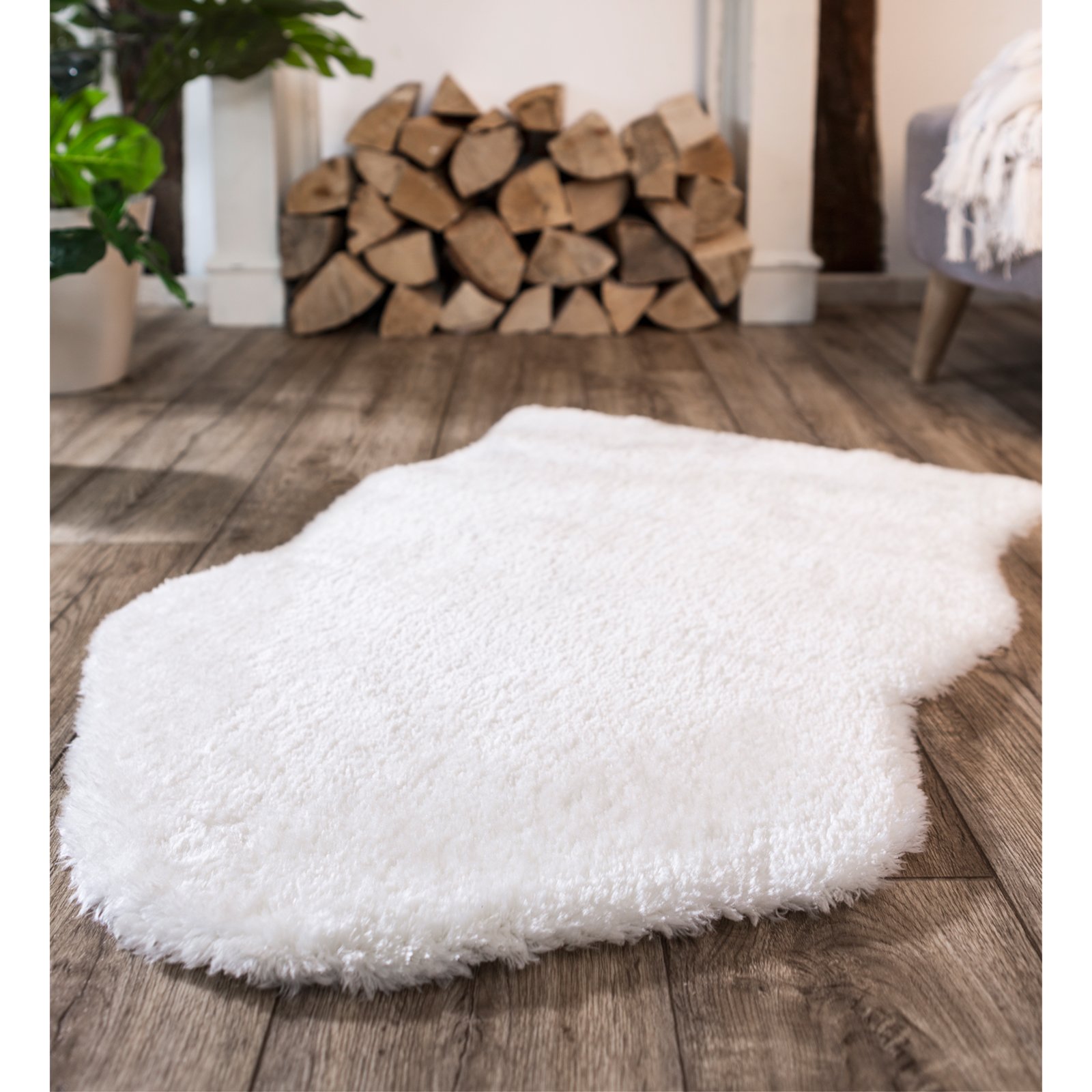 Kaufe Weiße Kunstfell-Teppiche, großer ovaler künstlicher