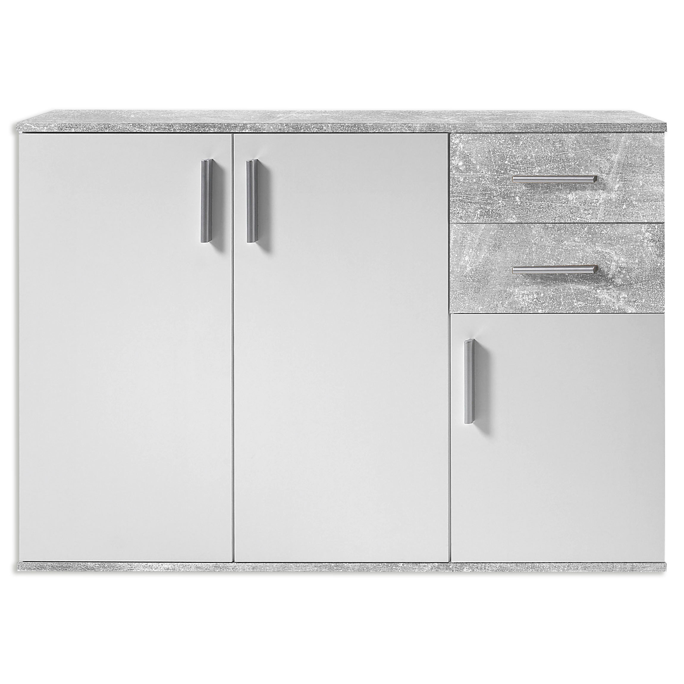Kommode - weiß-Beton-Optik - 120x82 cm