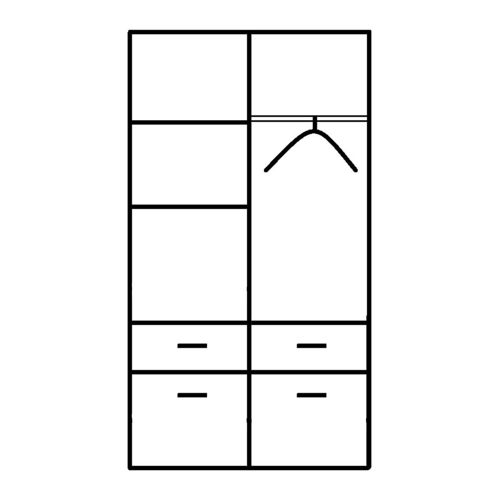 Drehtürenschrank - Wotan Eiche-grau metallic - 91 cm breit