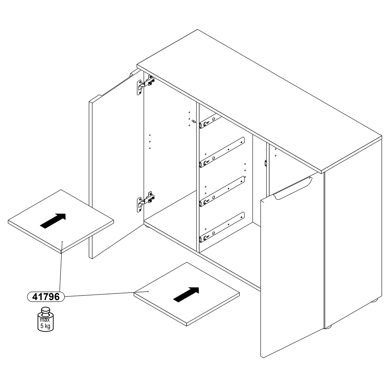 Kommode - weiß Hochglanz - Sandeiche - 105 cm breit