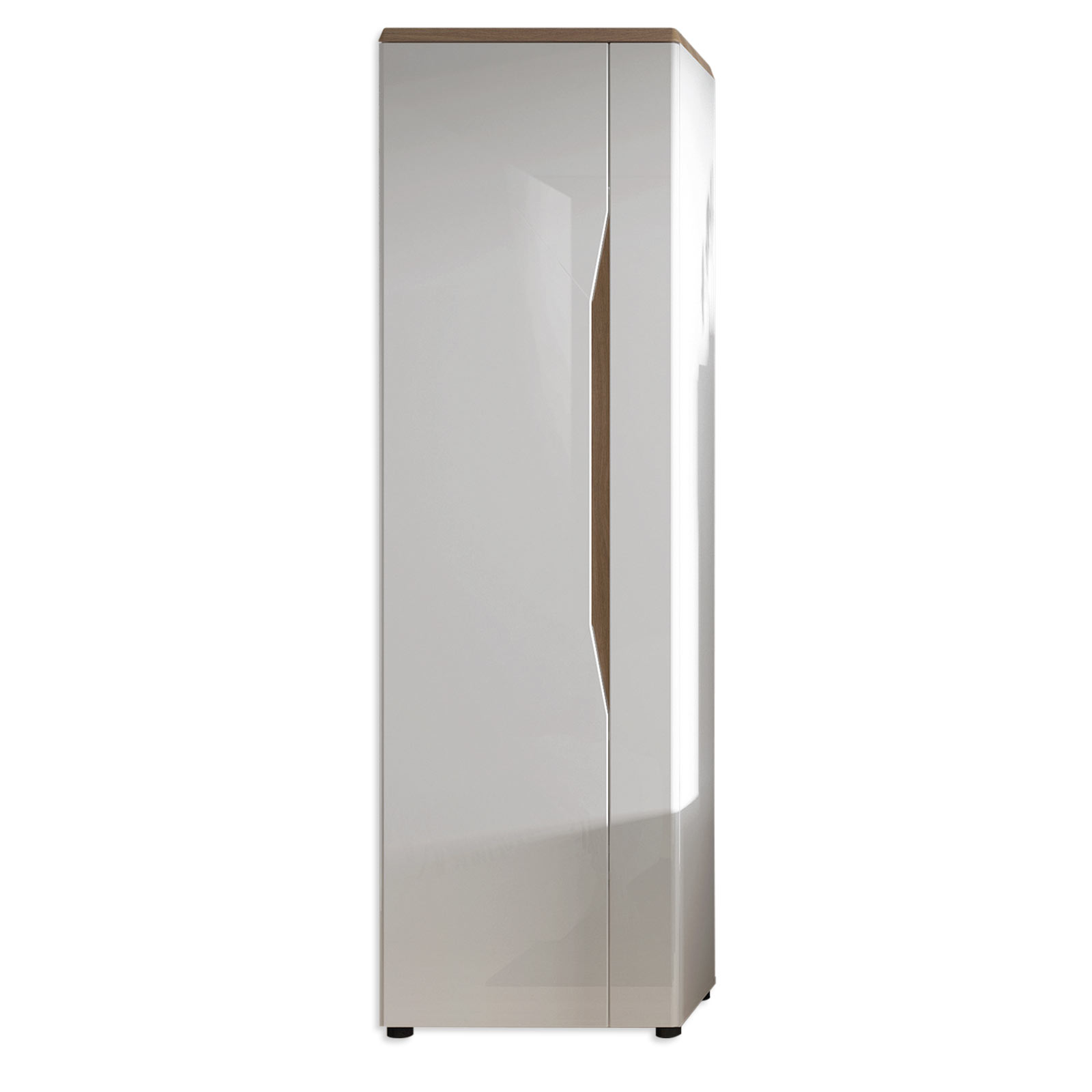 Highboard MALAGA - weiß Hochglanz-Alteiche - 59 cm breit