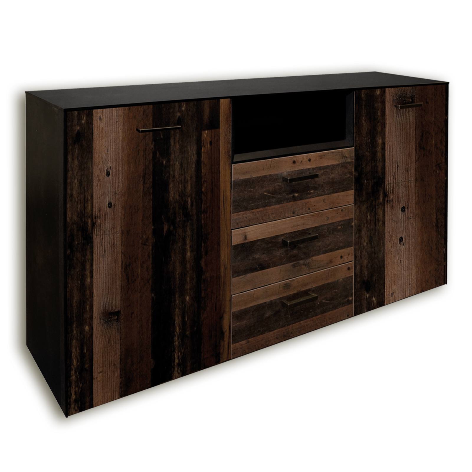 Sideboard - Schwarzstahloptik - Texas Oak - 177 cm