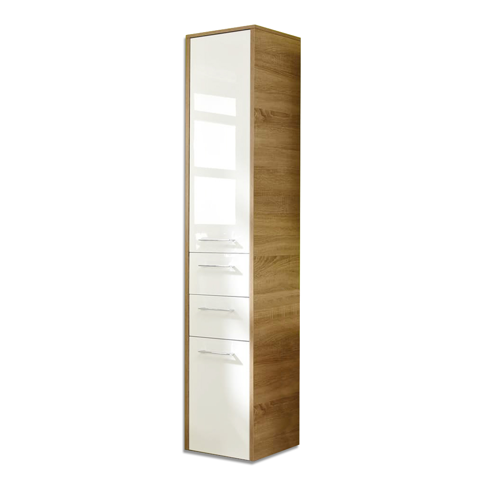 Hochschrank - weiß hochlganz - Eiche - 40 cm breit