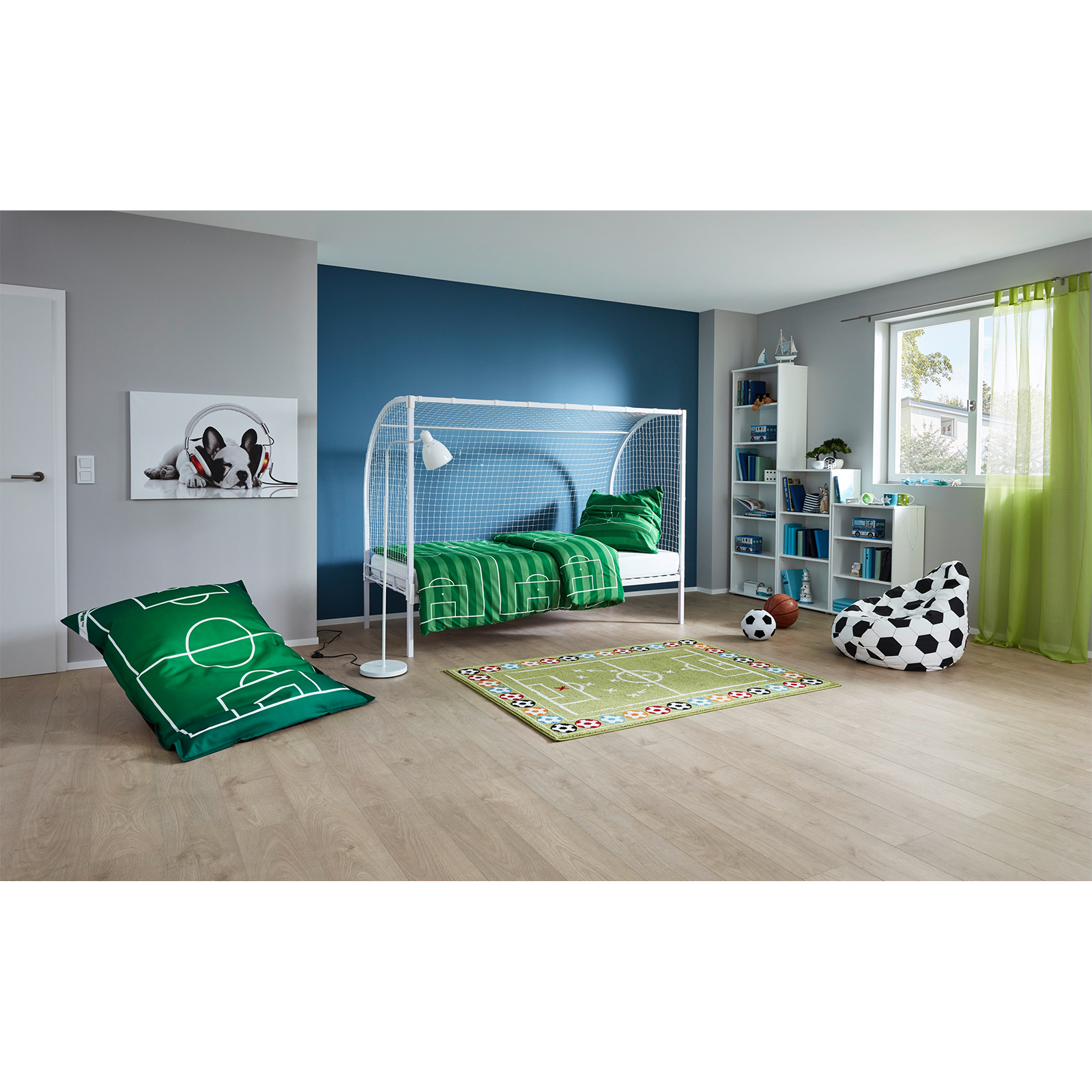 Kinderbett - weiß - Tor-Design - 90x200 cm