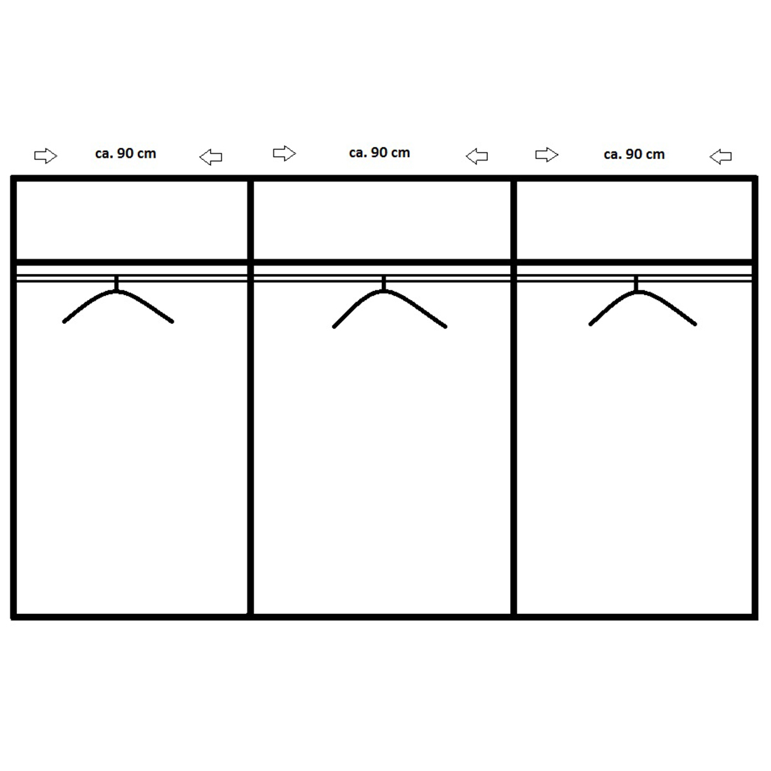 Schwebetürenschrank - alpinweiß - 270 cm breit