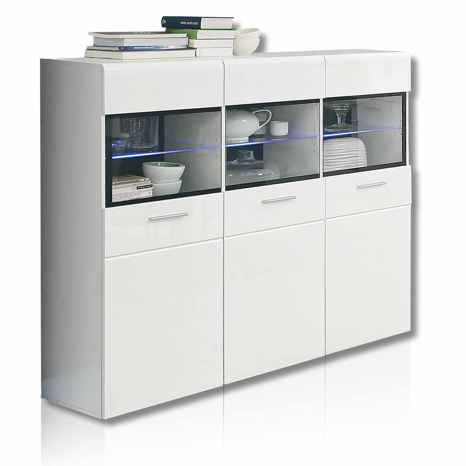 Highboard - weiß Hochglanz - 150 cm