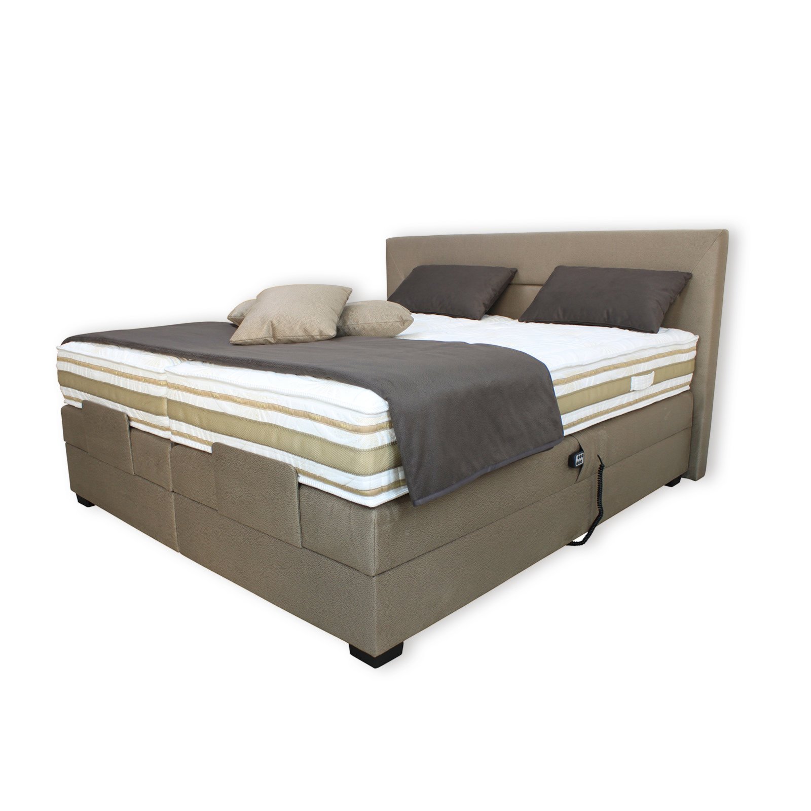 Boxspringbett dunkelbeige mit Motor 180x200 cm