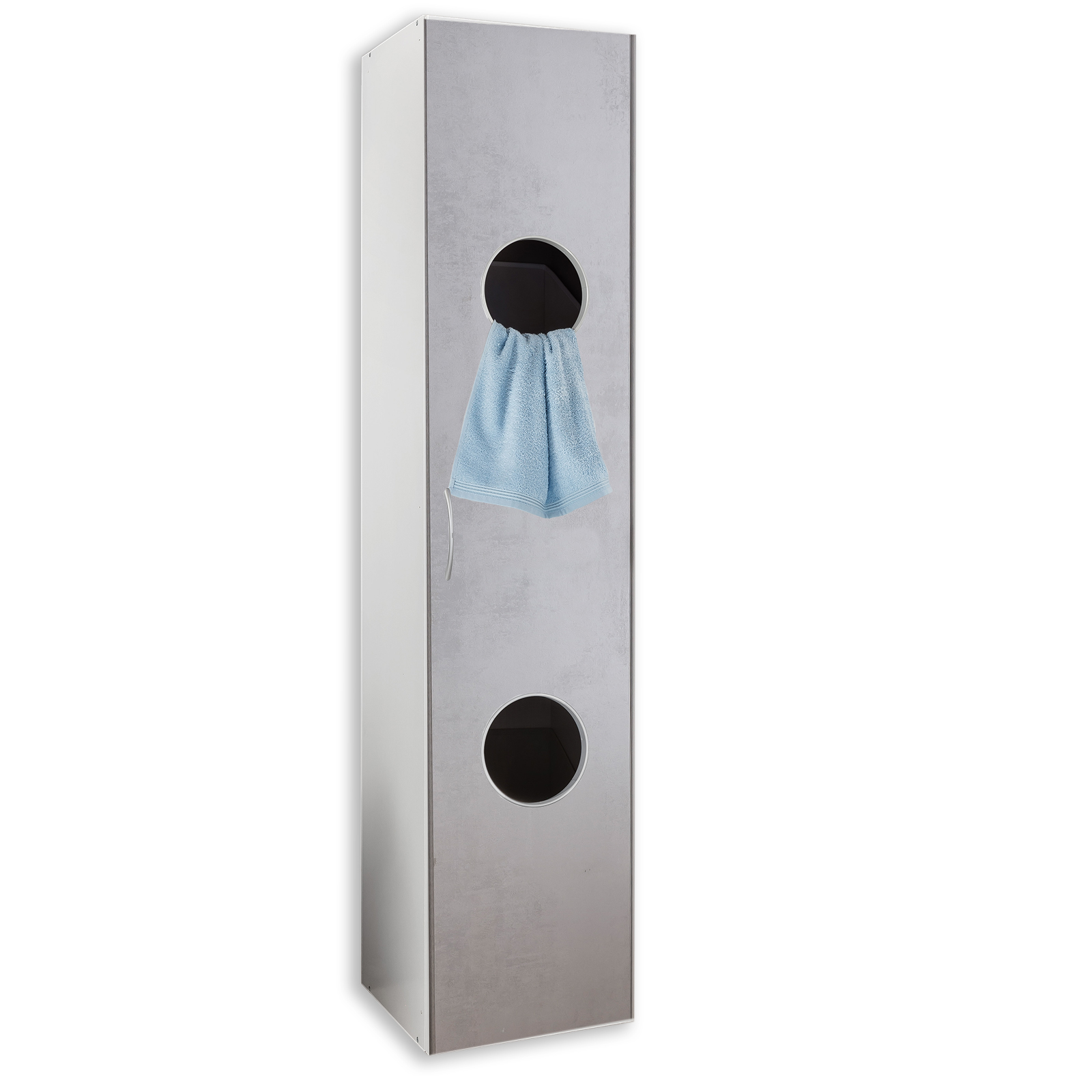Wäscheschrank - weiß-Betonoptik - 40x185x40 cm