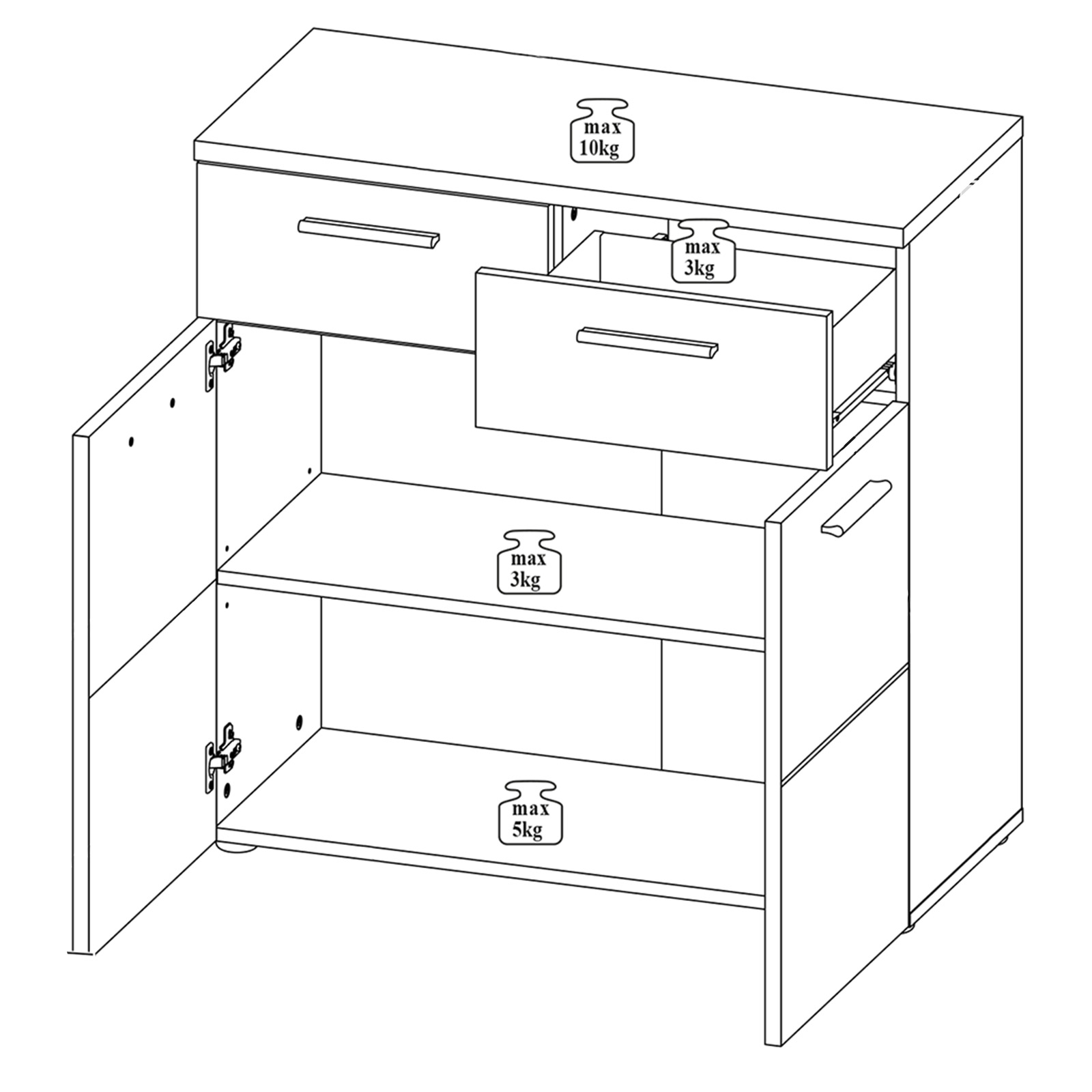 Kommode - Schlammeiche-Schwarzeiche - 2 Türen