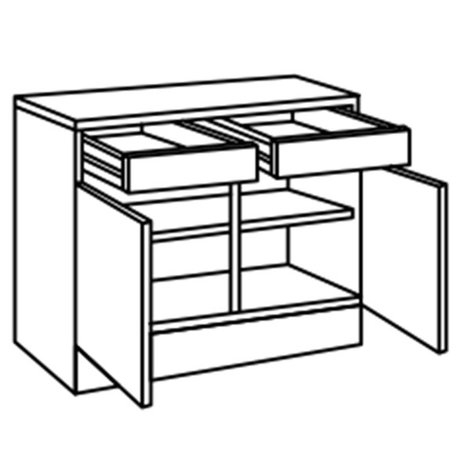 Anrichte - weiß Lacklaminat-Asteiche - 100 cm breit