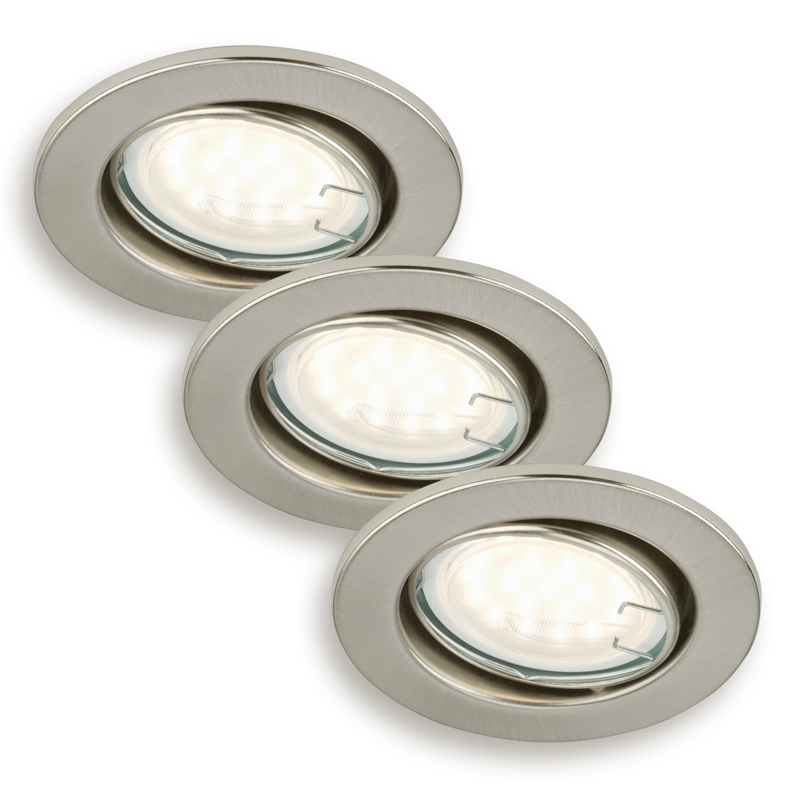 3er-Set LED-Einbauspots - Nickel matt - schwenkbar | Einbauspots