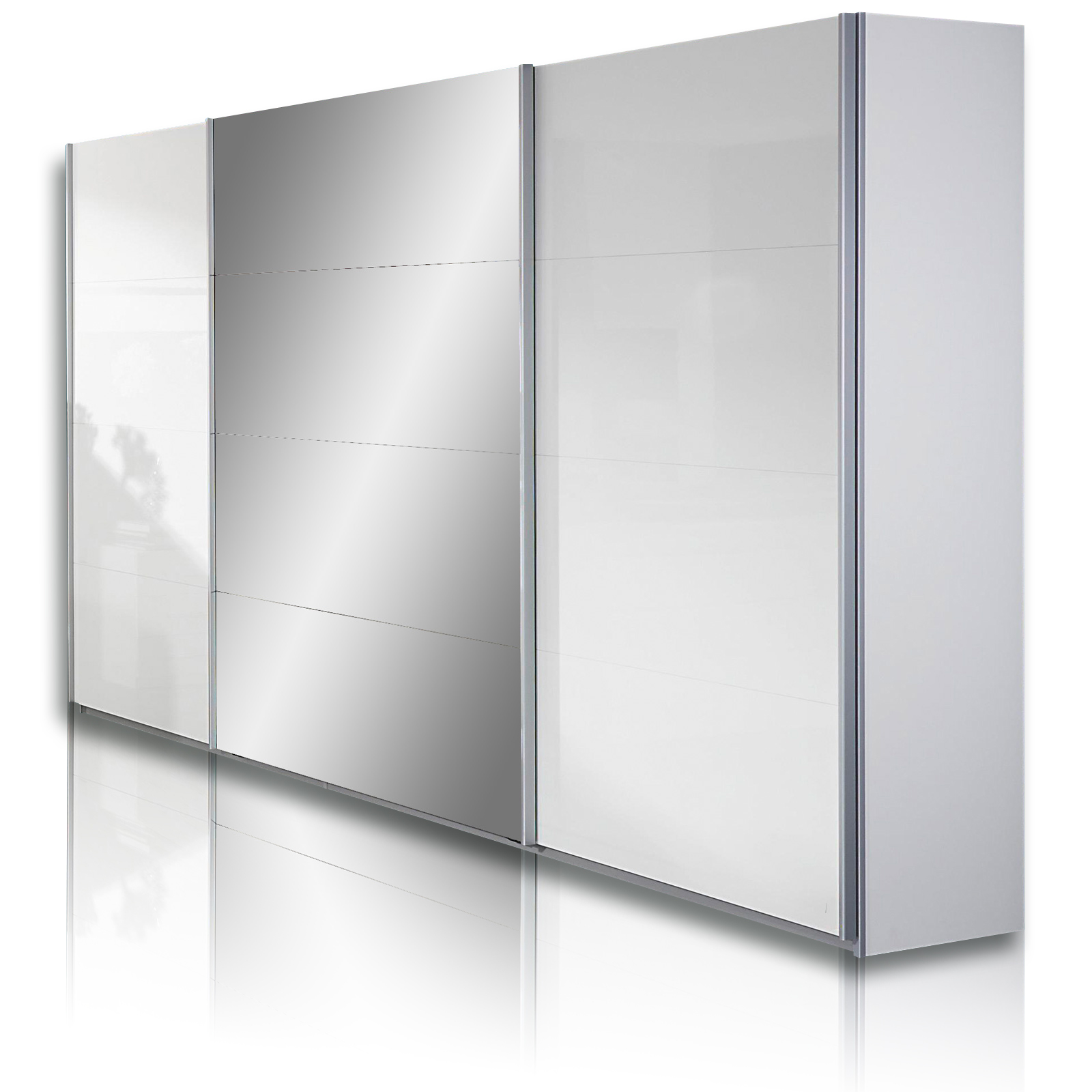 Schwebetürenschrank - weiß Hochglanz - 315 cm
