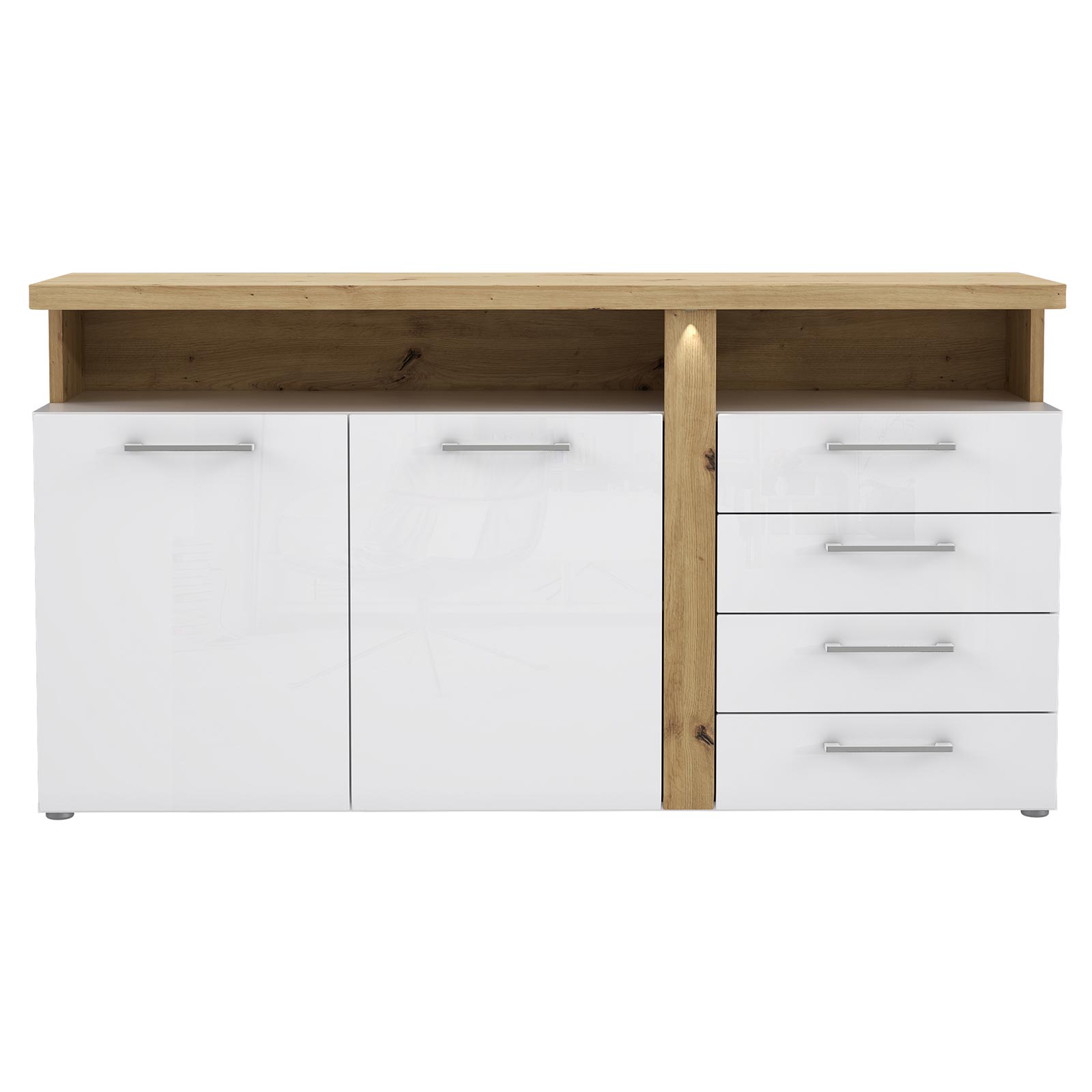 Sideboard weiß Hochglanz Artisan Eiche 163 cm Online bei ROLLER