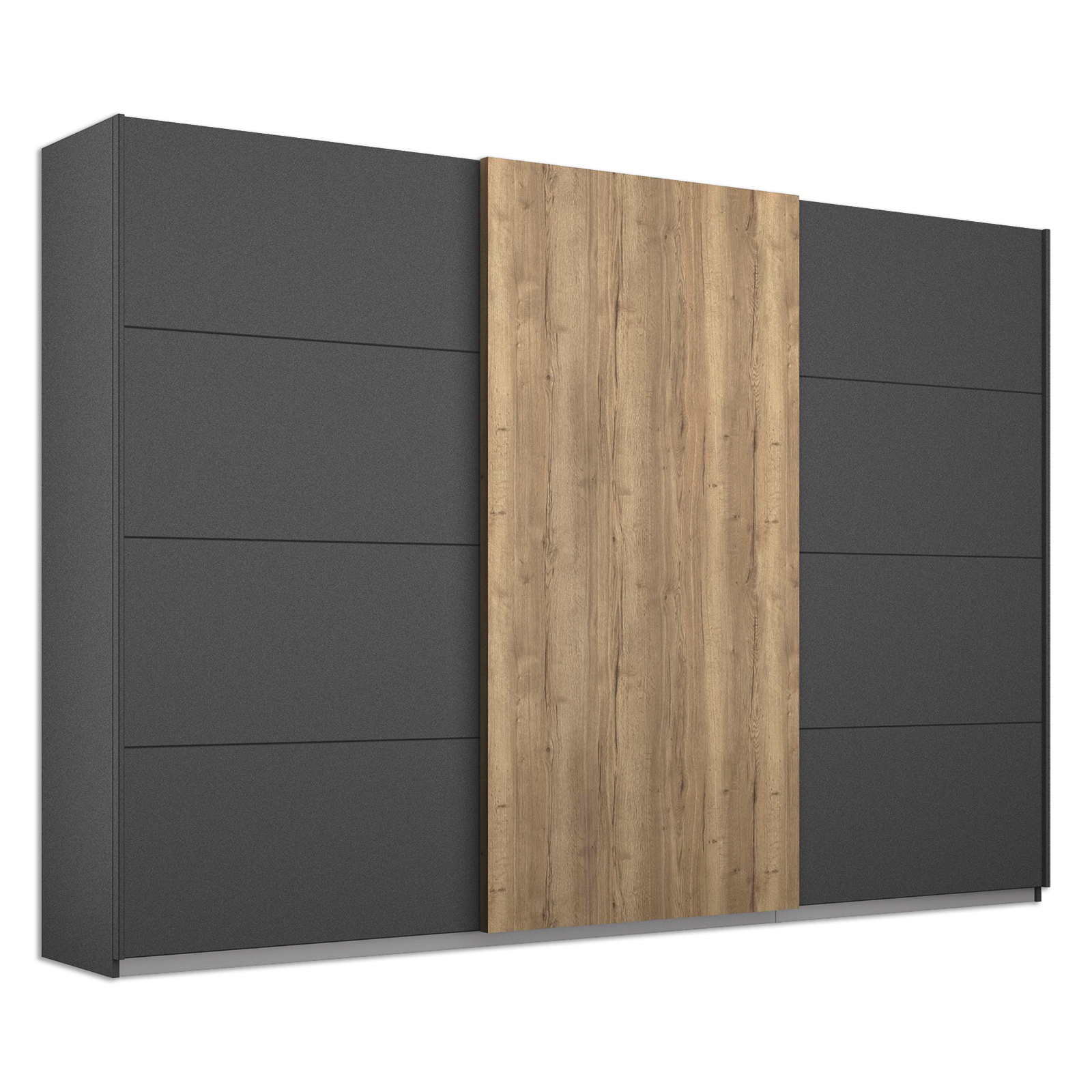 Schwebetürenschrank - grau metallic-Halifax - 271 cm breit