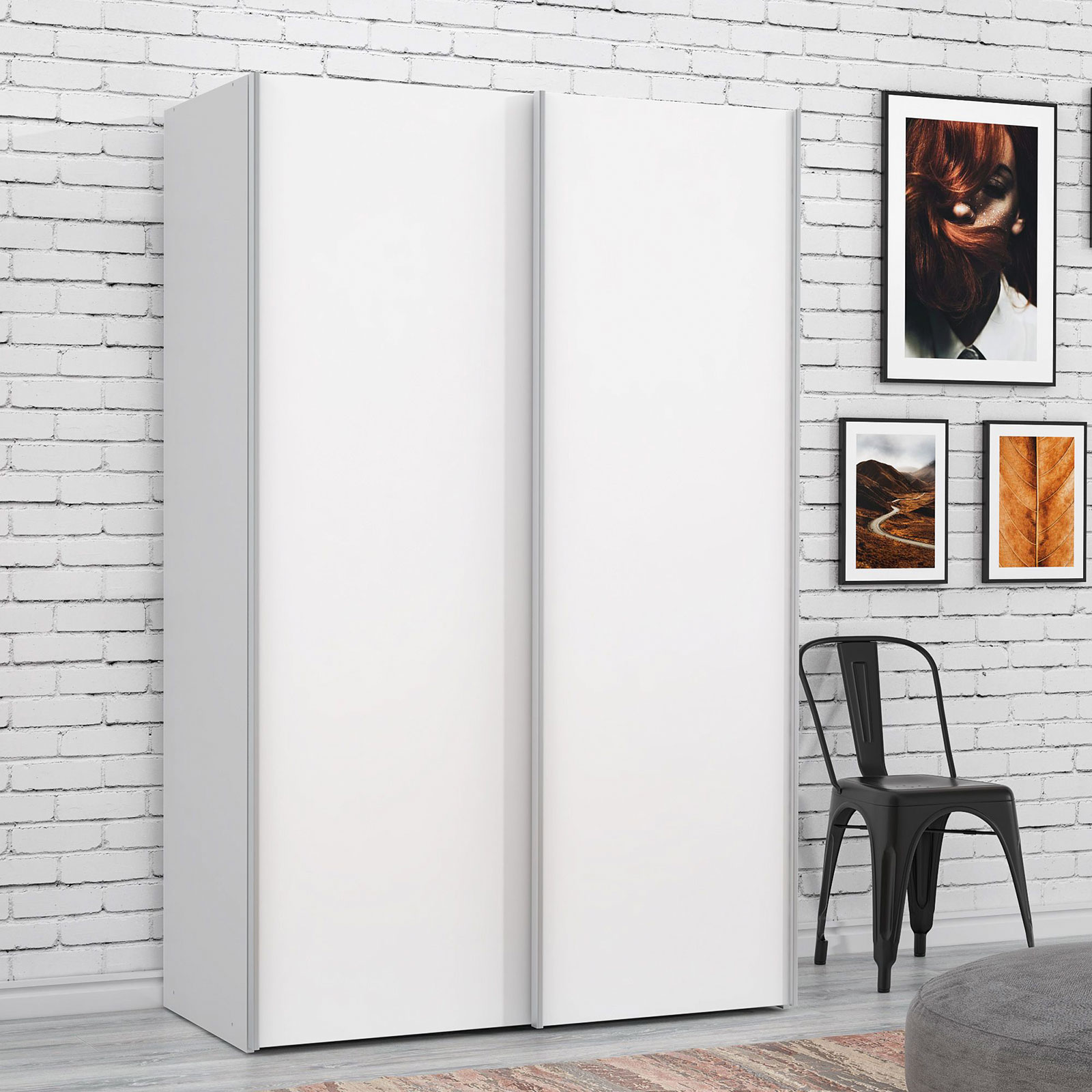 Schwebetürenschrank - weiß - 2-türig - 190 cm hoch