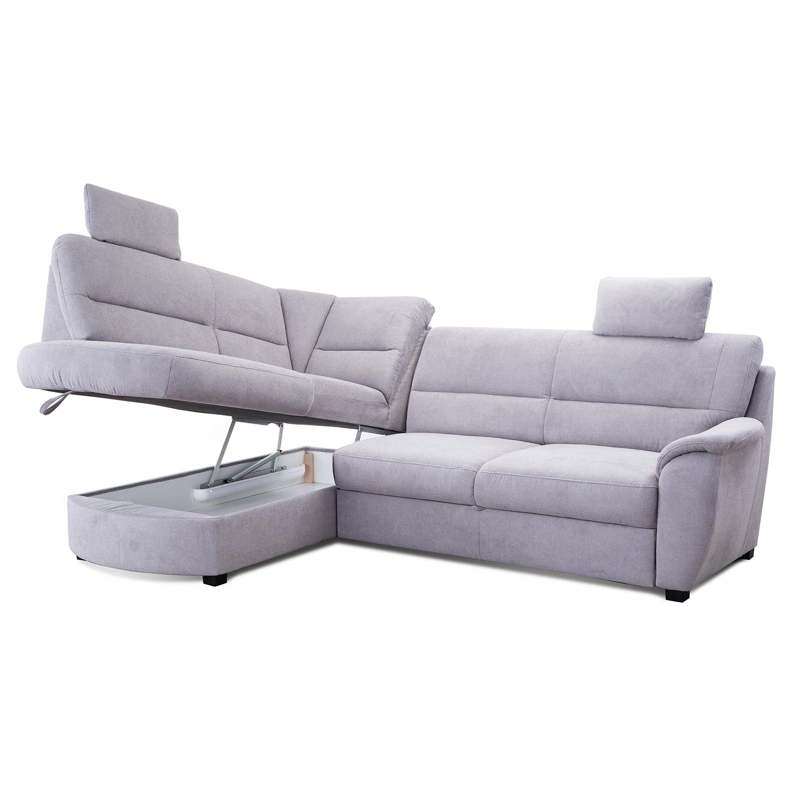 Ecksofa - silver - Flachgewebe - Liegefunktion