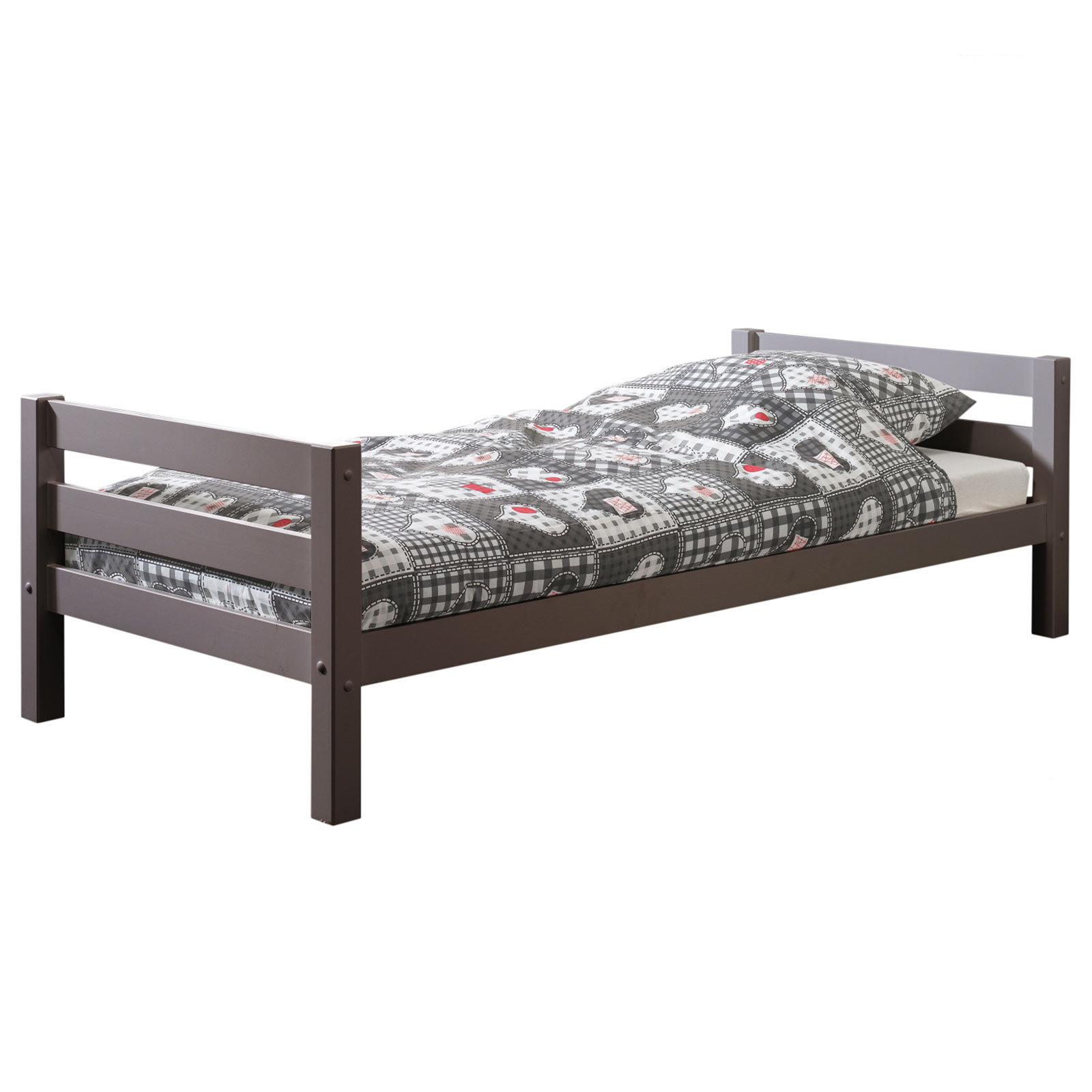 Bett PINO - Kiefer massiv dunkelgrau - 90x200 cm