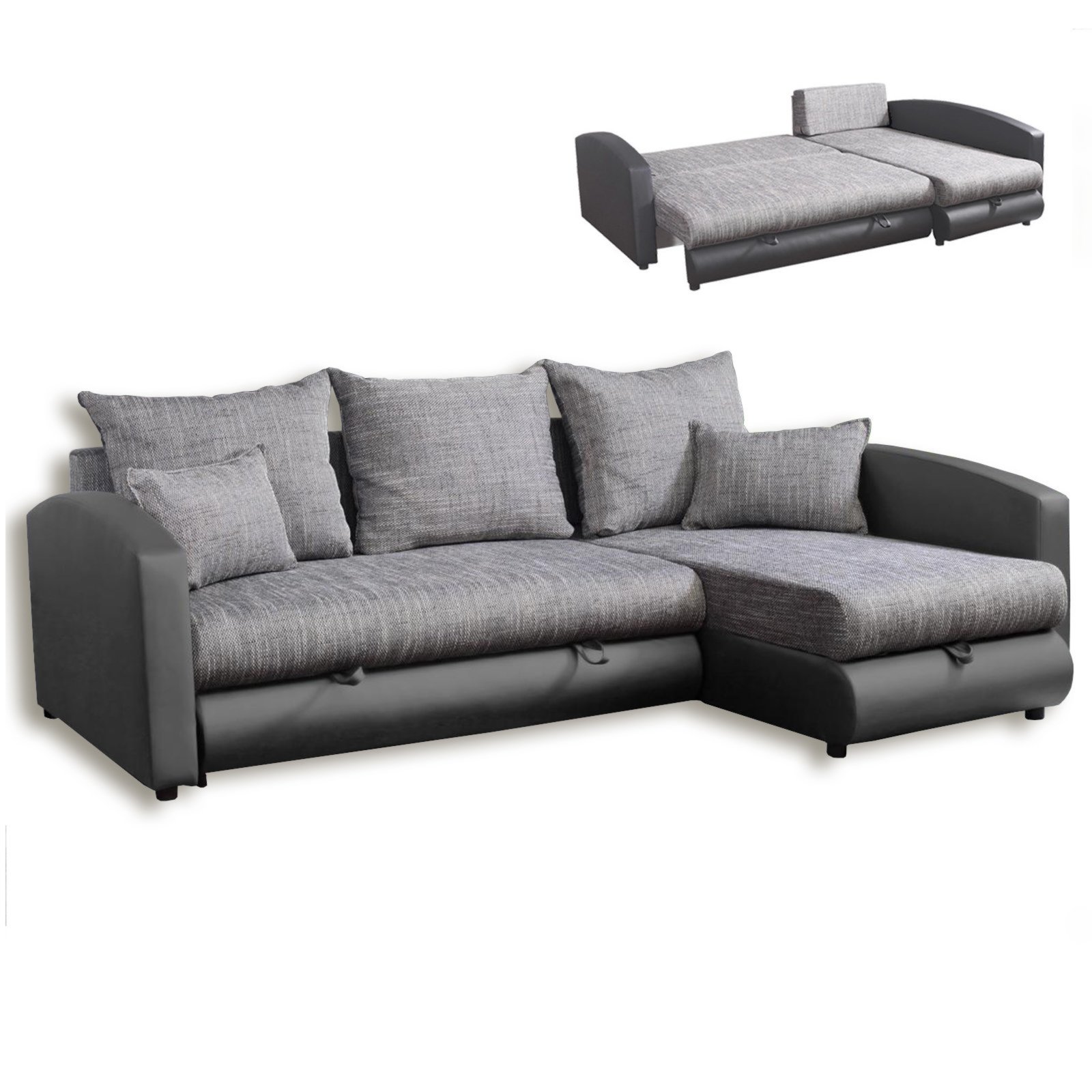 Ecksofa hellgraugrau mit Liegefunktion Ecksofas LForm Sofas