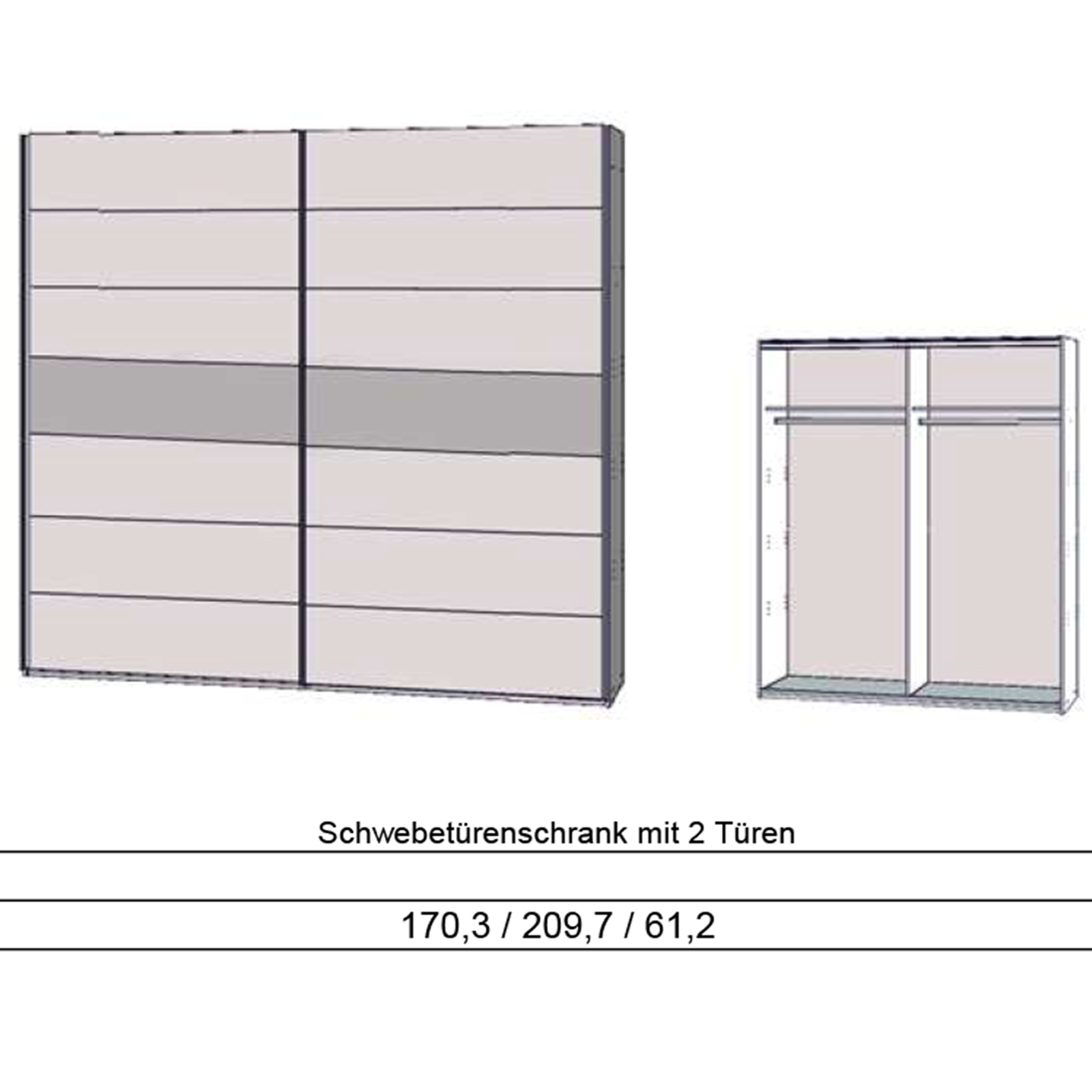 Schwebetürenschrank - Sandeiche-weiß Hochglanz