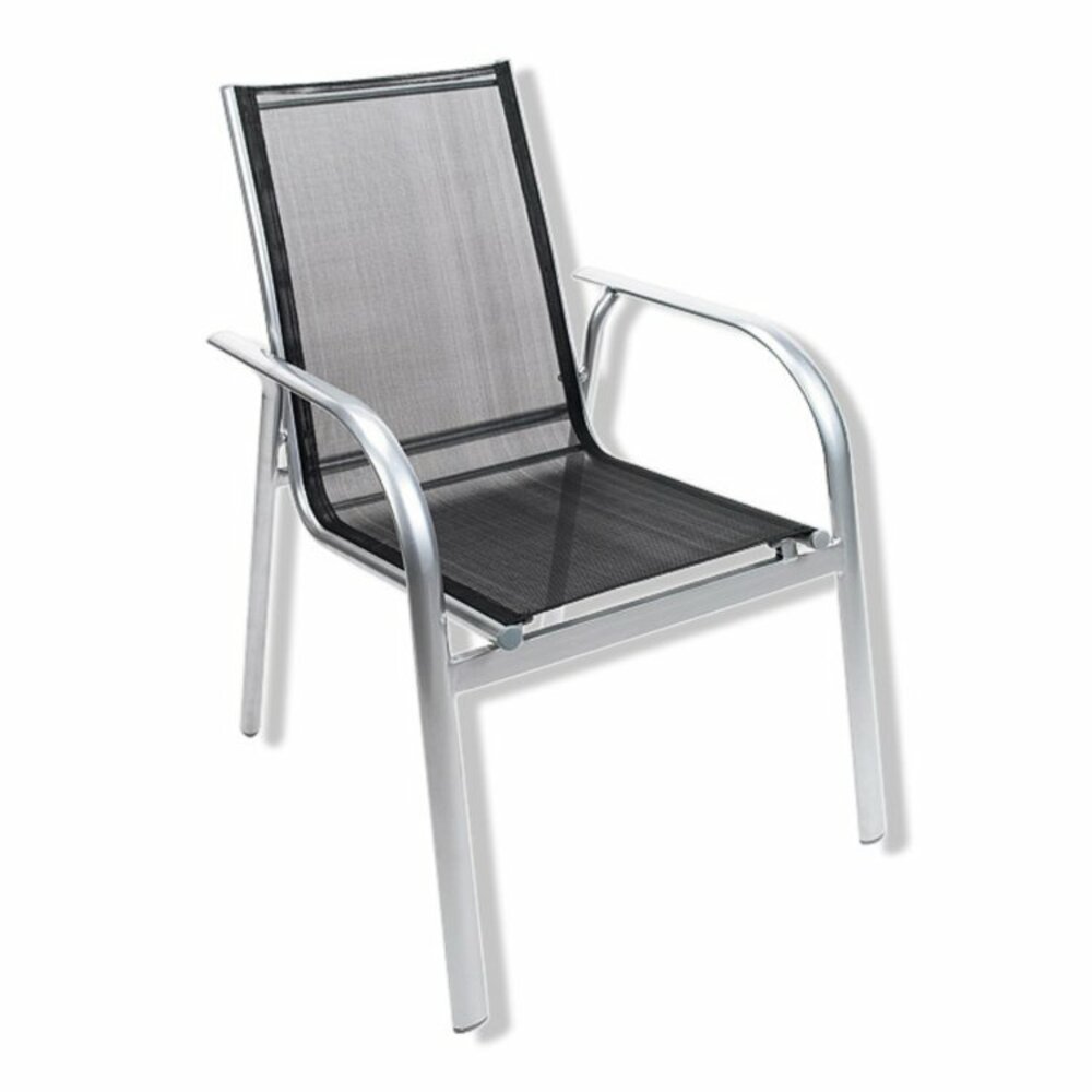 Gartenstuhl silberschwarz Aluminium stapelbar Gartenstühle