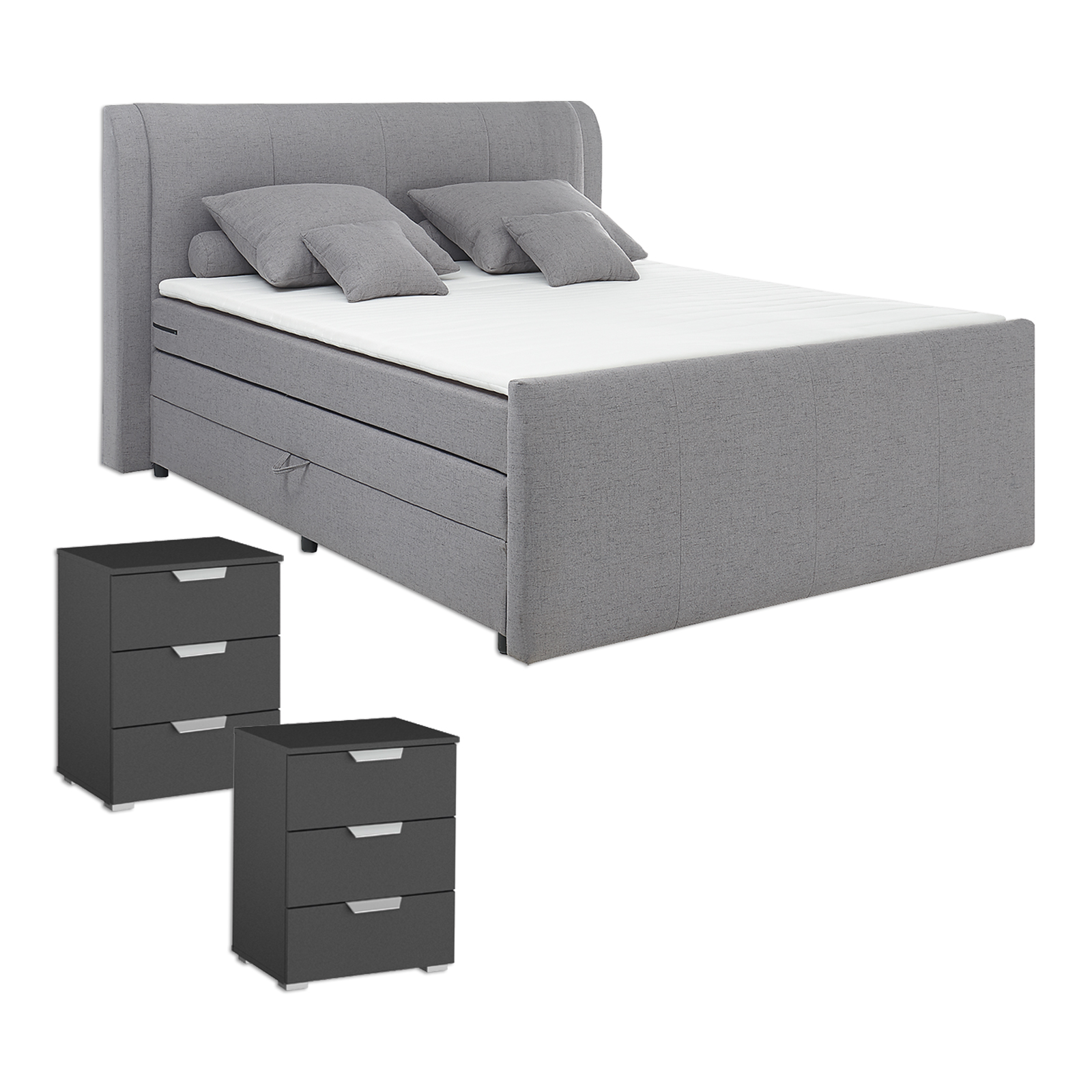 3-teiliges Schlafzimmer-Set - grau - 180x200 cm