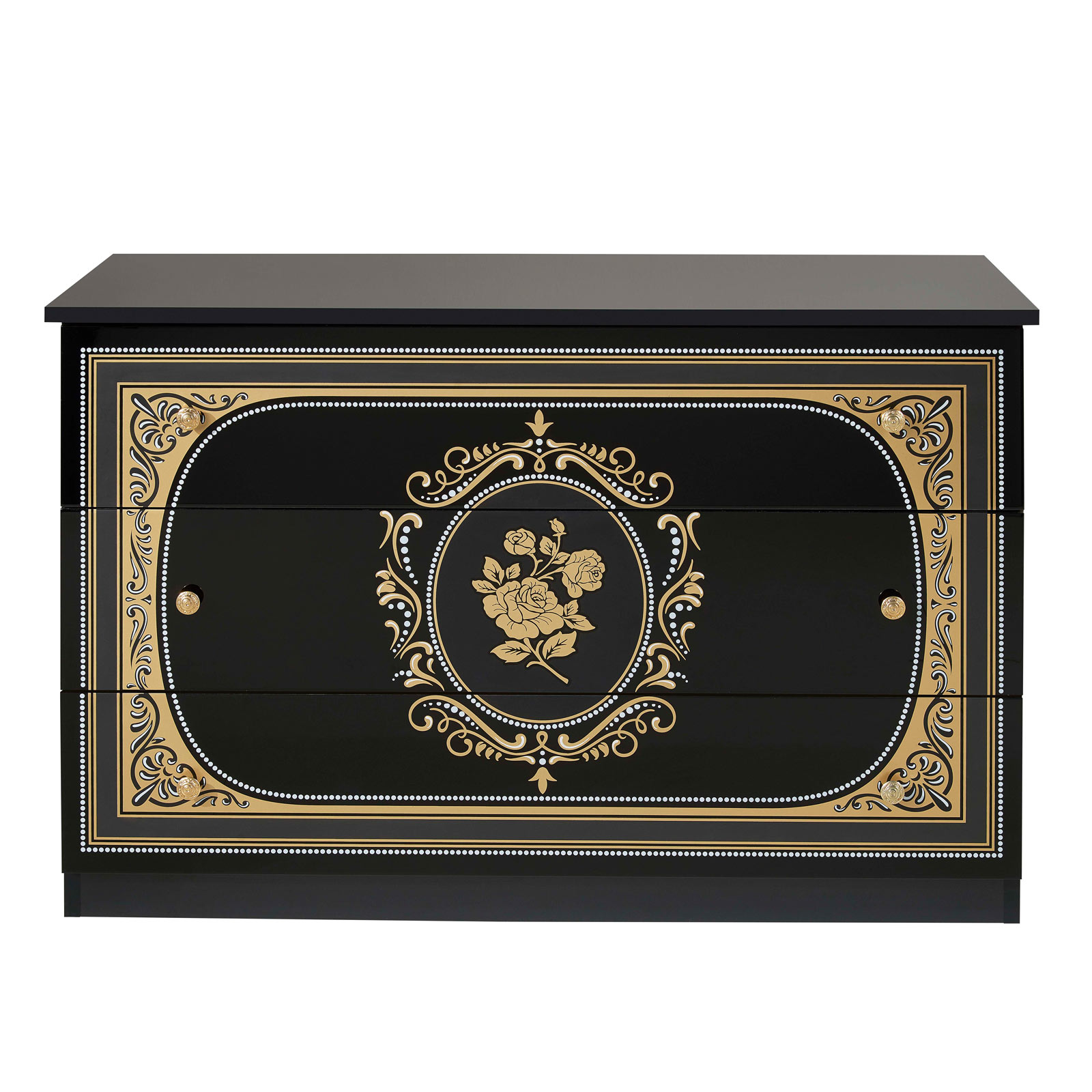 6-teiliges Schlafzimmer ALICE - schwarz Hochglanz-gold | Online bei