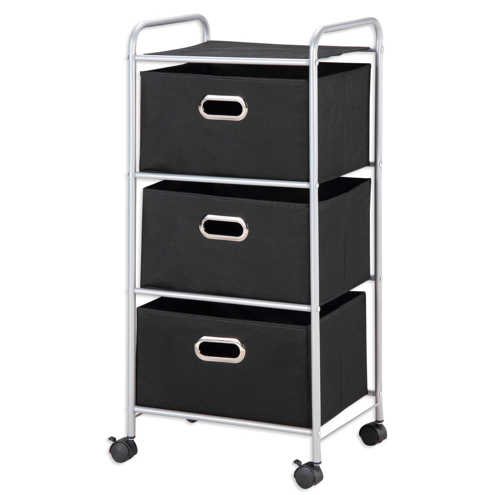 Rollwagen - schwarz-silber - mit Schubkästen | Rollcontainer