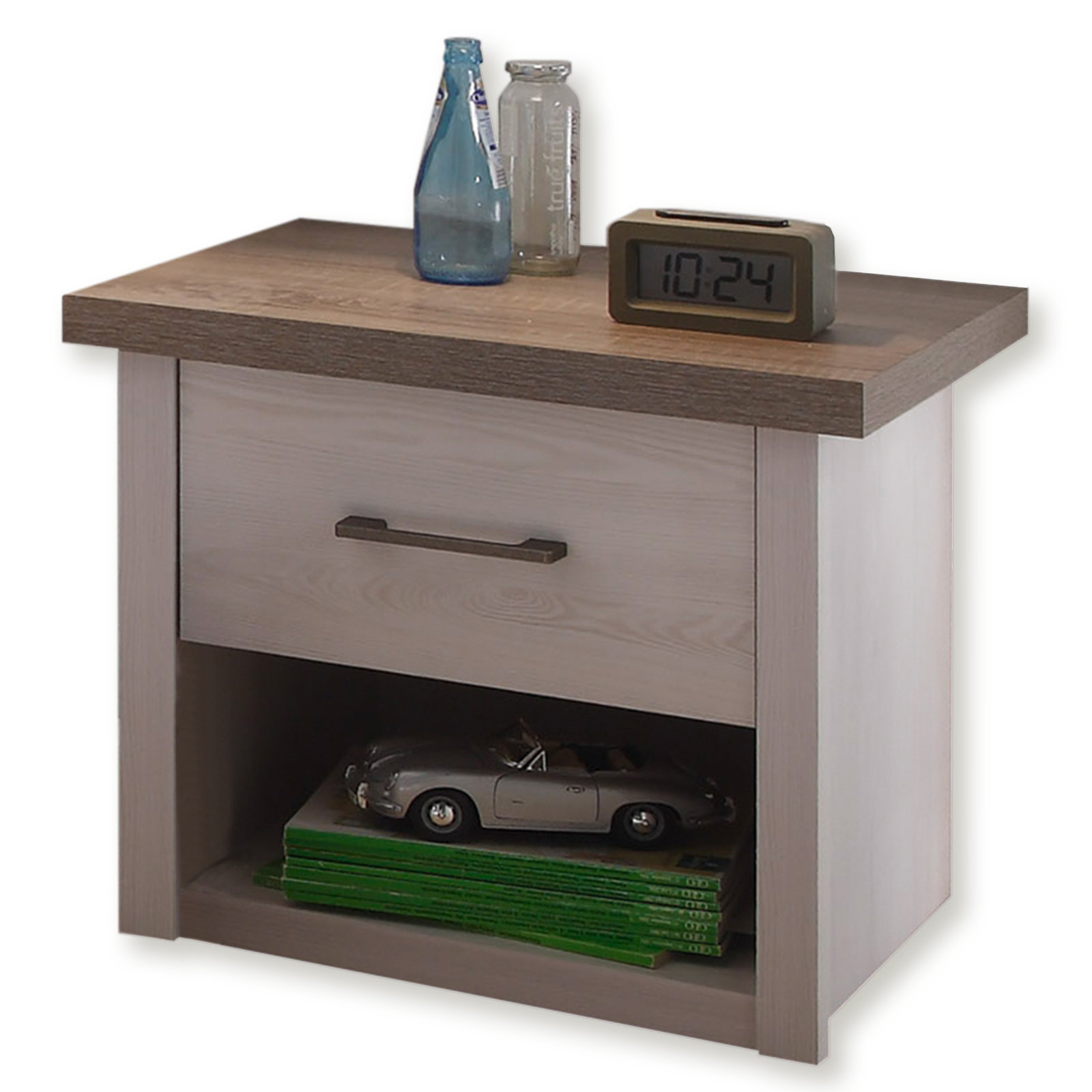 Nachttisch - Pinie weiß - Trüffel - 51 cm breit