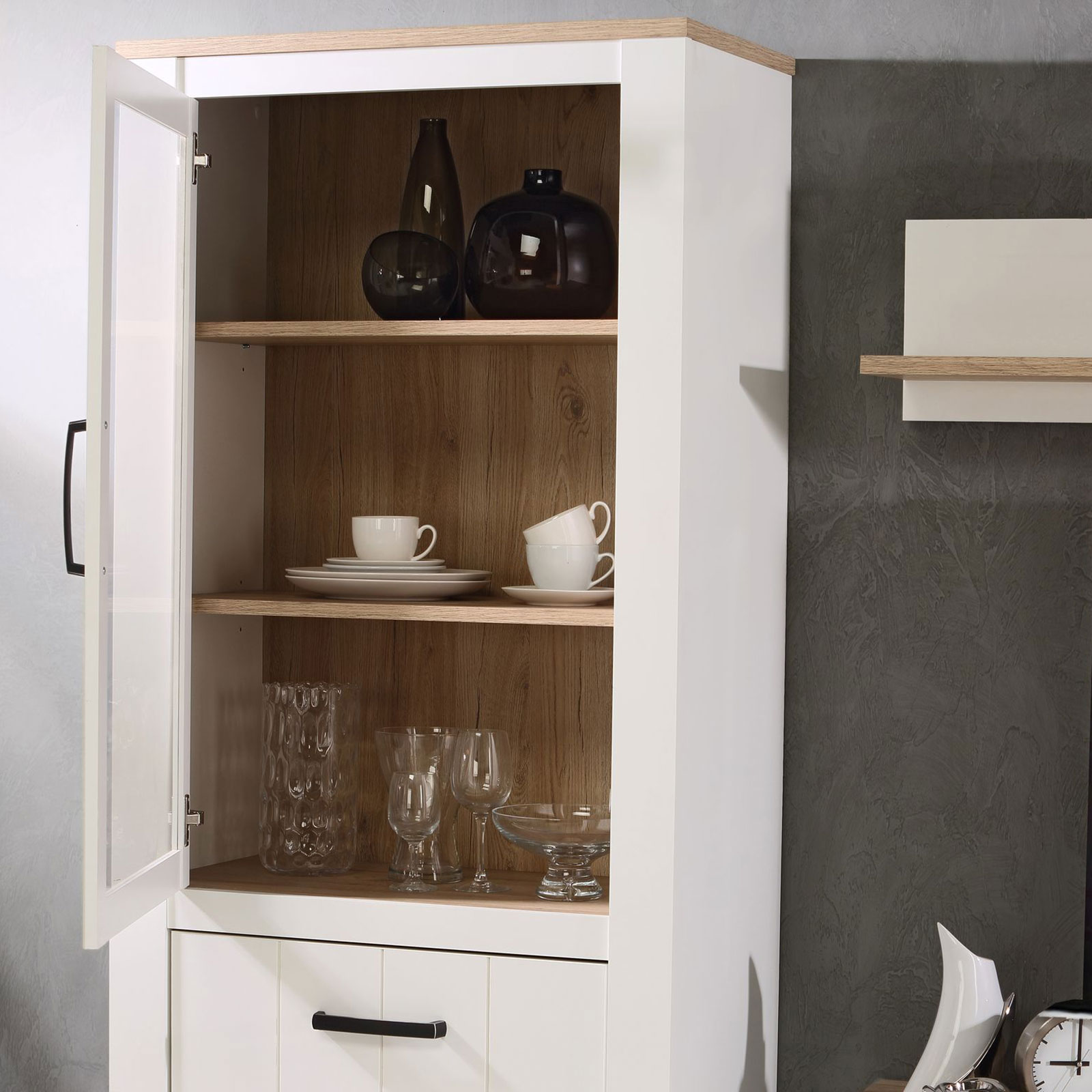 Vitrine - weiß-bianco Eiche - 77 cm breit