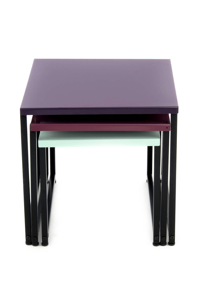 3er-Set Beistelltisch SOUTH 110 - pflaume-grün - 45 cm
