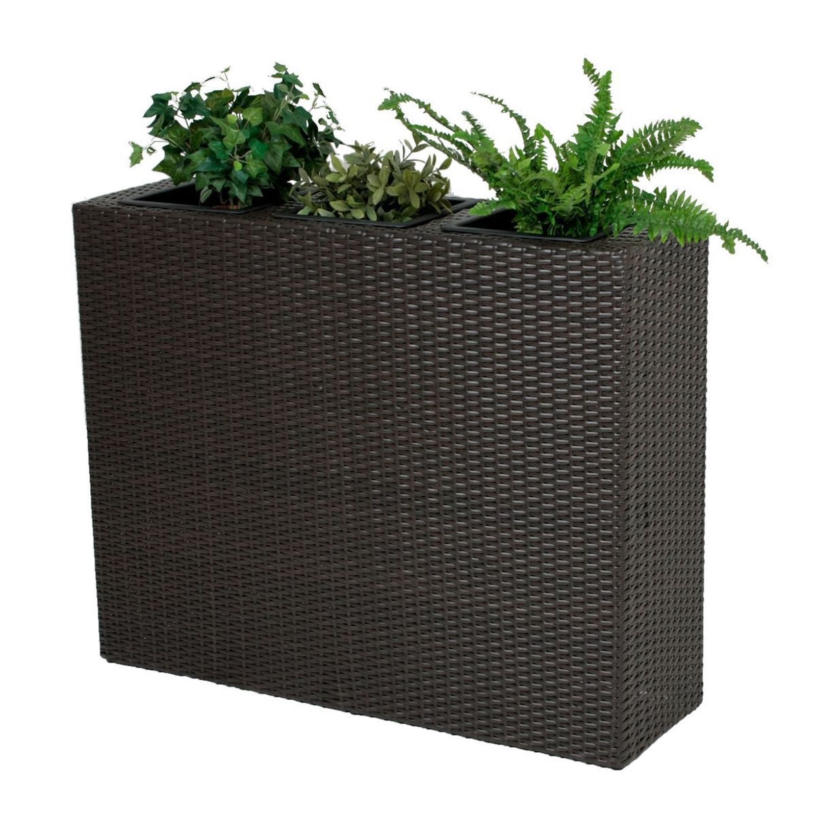 Raumtrenner - braun - mit 3 Pflanztöpfen - 100 cm breit