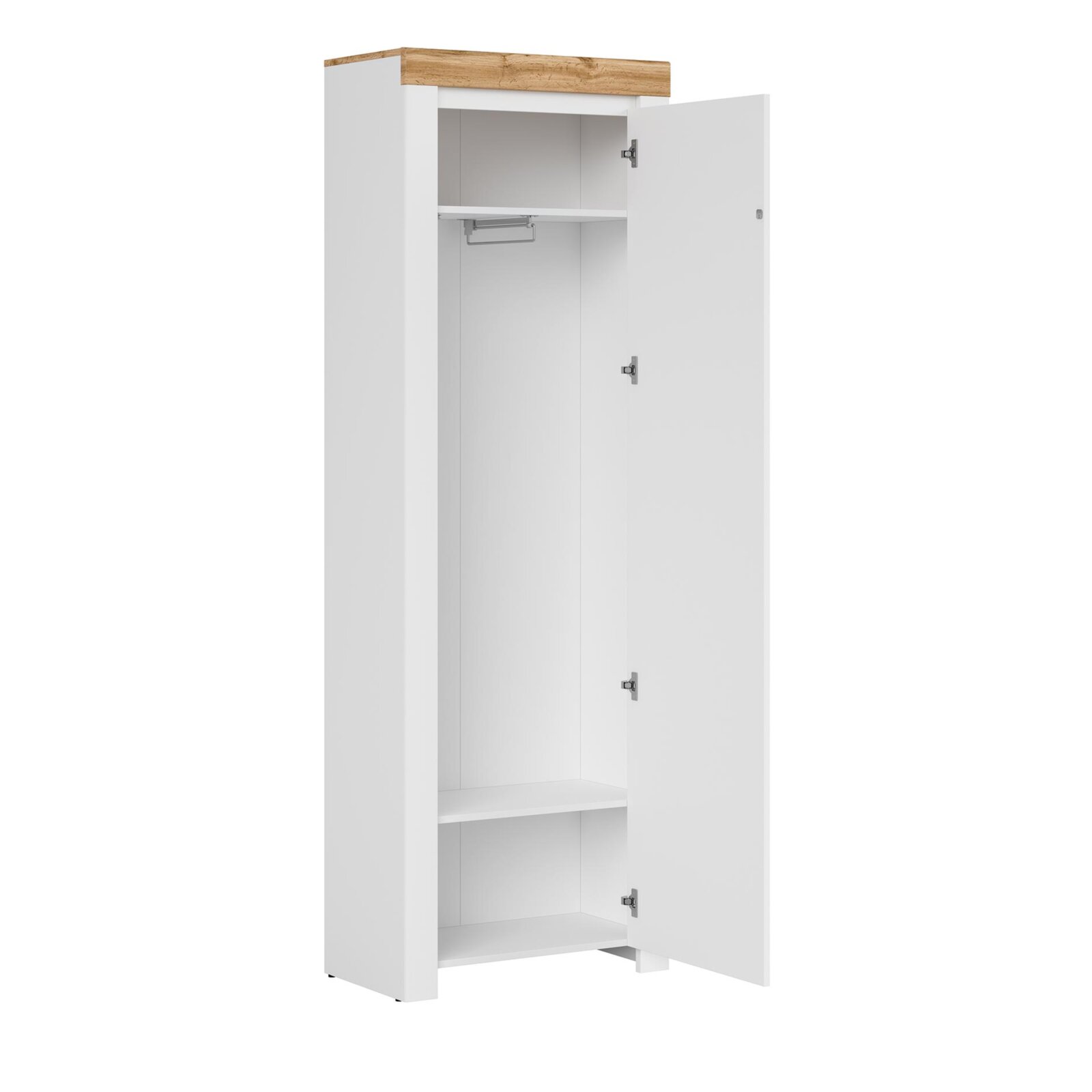 Garderobenschrank - weiß Hochglanz-Wotan Eiche - 204 cm hoch | Online bei  ROLLER kaufen
