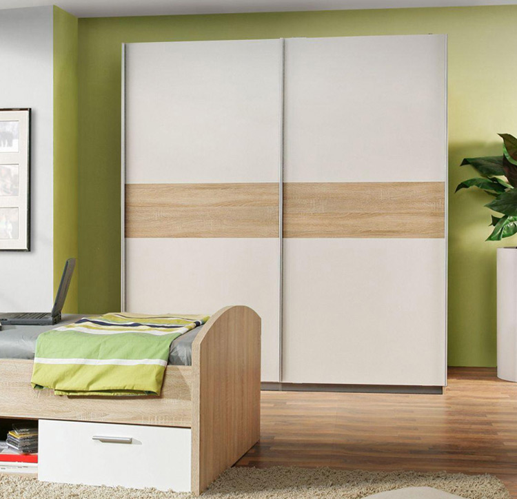 Schwebetürenschrank - Sonoma Eiche-weiß - 170 cm