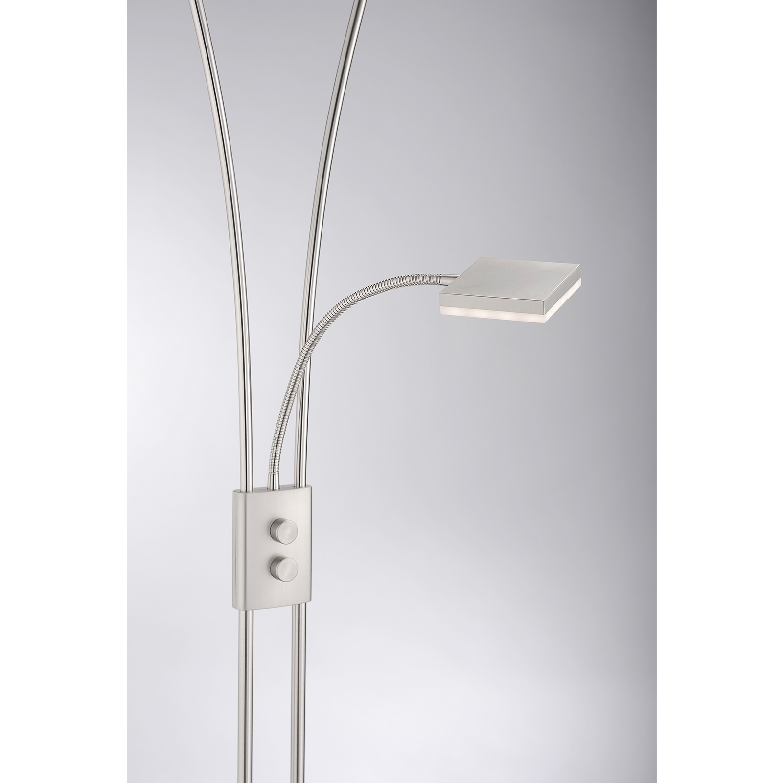 LED-Deckenfluter - mit Leselampe - silber - eckig