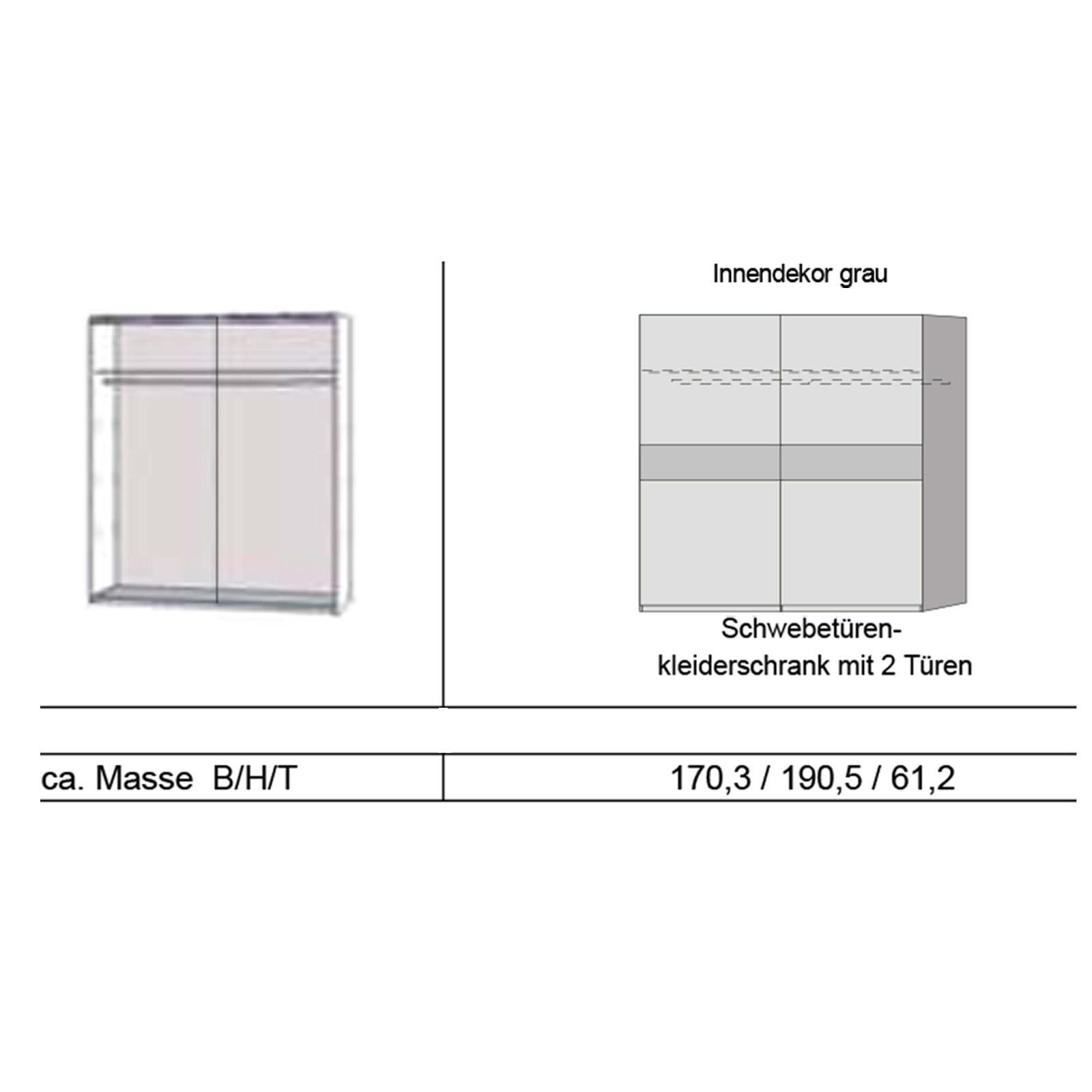 Schwebetürenschrank - Sonoma Eiche-weiß - 170 cm