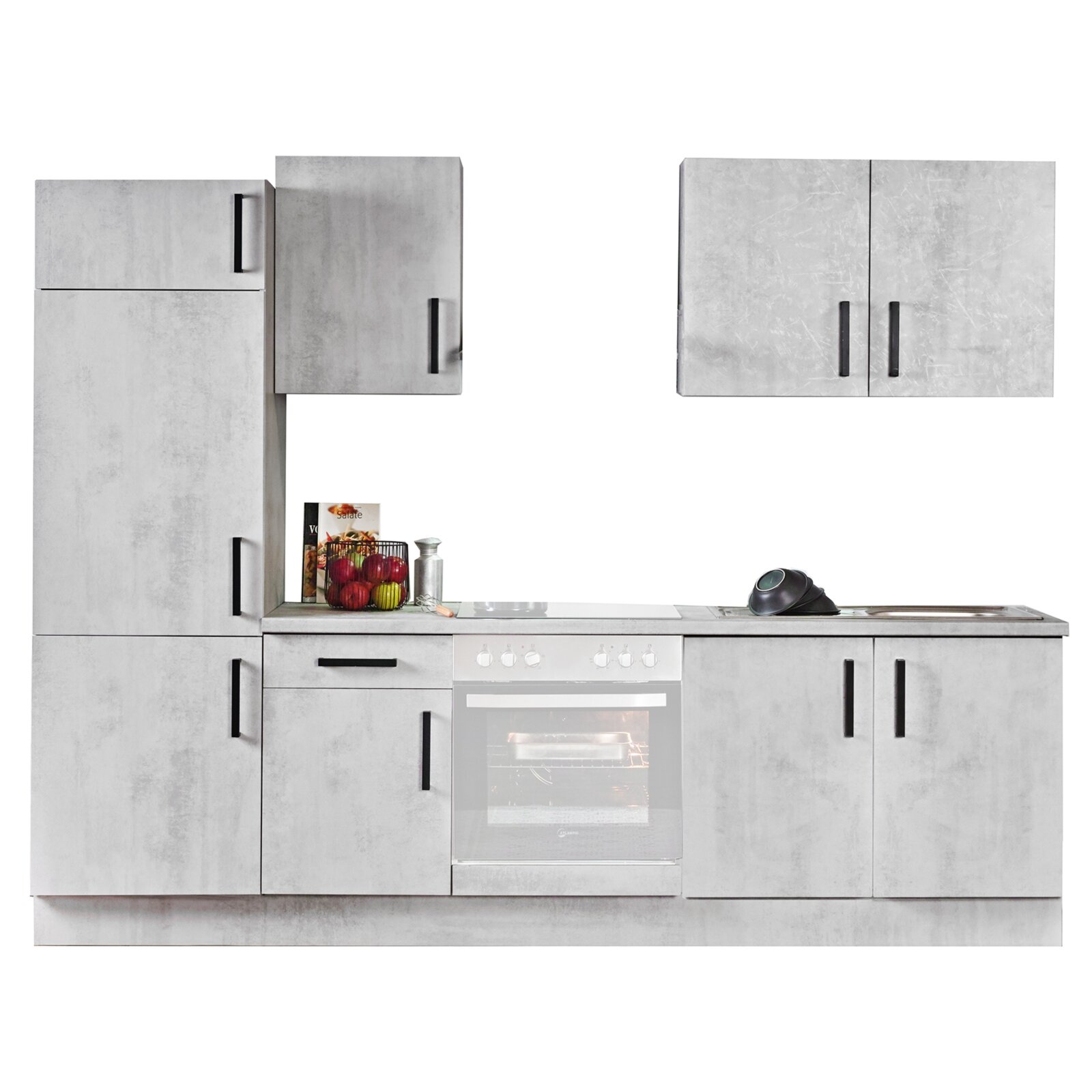 Arbeitsplatte 210 x 60 x 3,8 cm Beton-grau Dekor Beton-Optik 