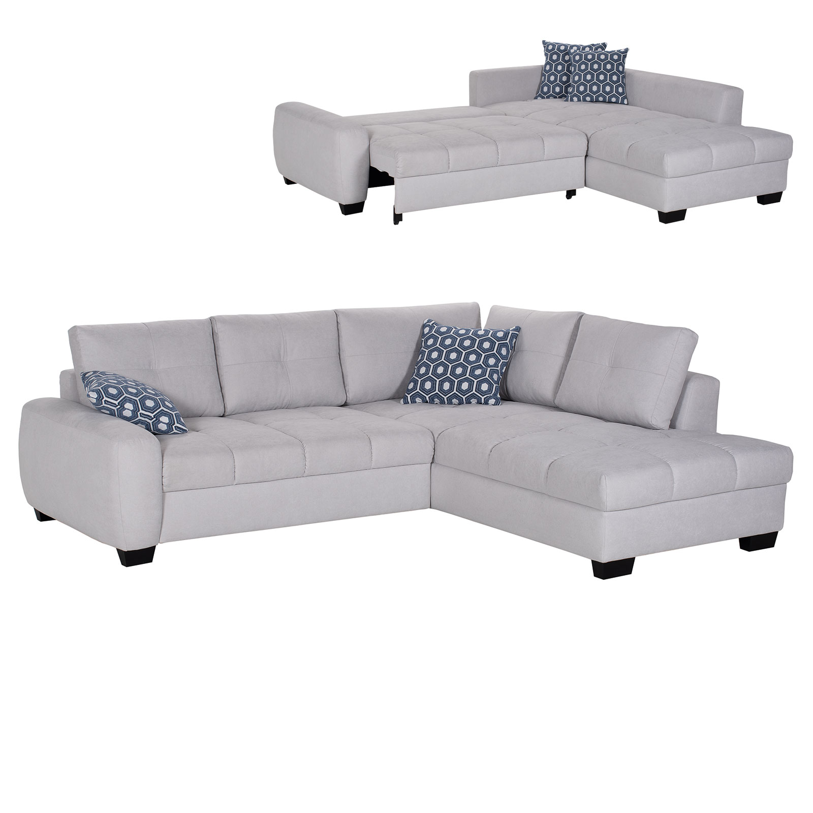 Ecksofa - silber - Microfaser - Liegefunktion