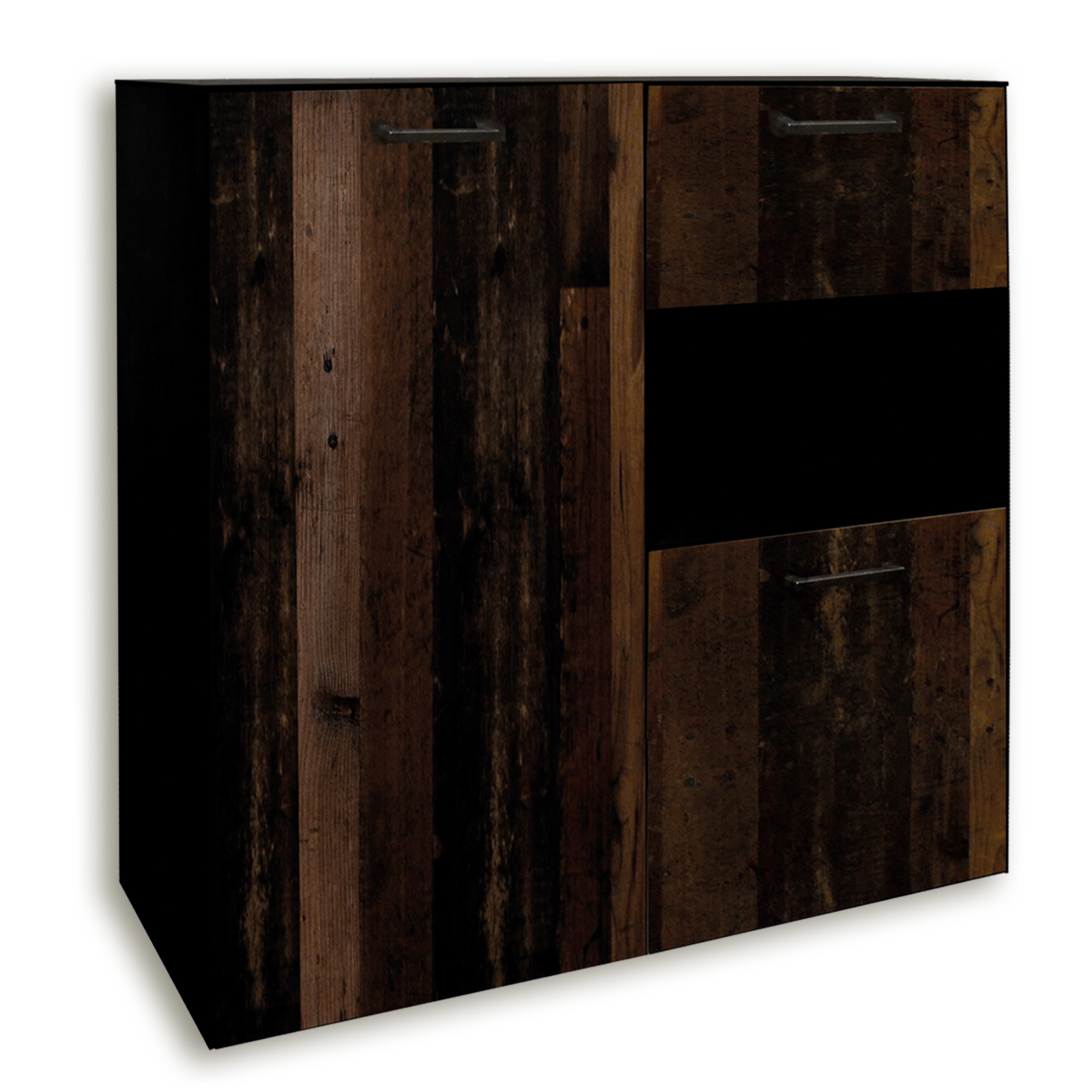 Highboard - Schwarzstahloptik - Texas Oak - 118 cm