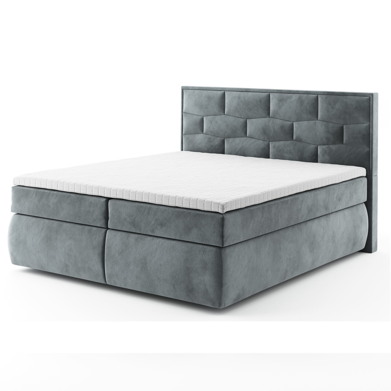 Boxspringbett - grau - Samt - 180x200 cm