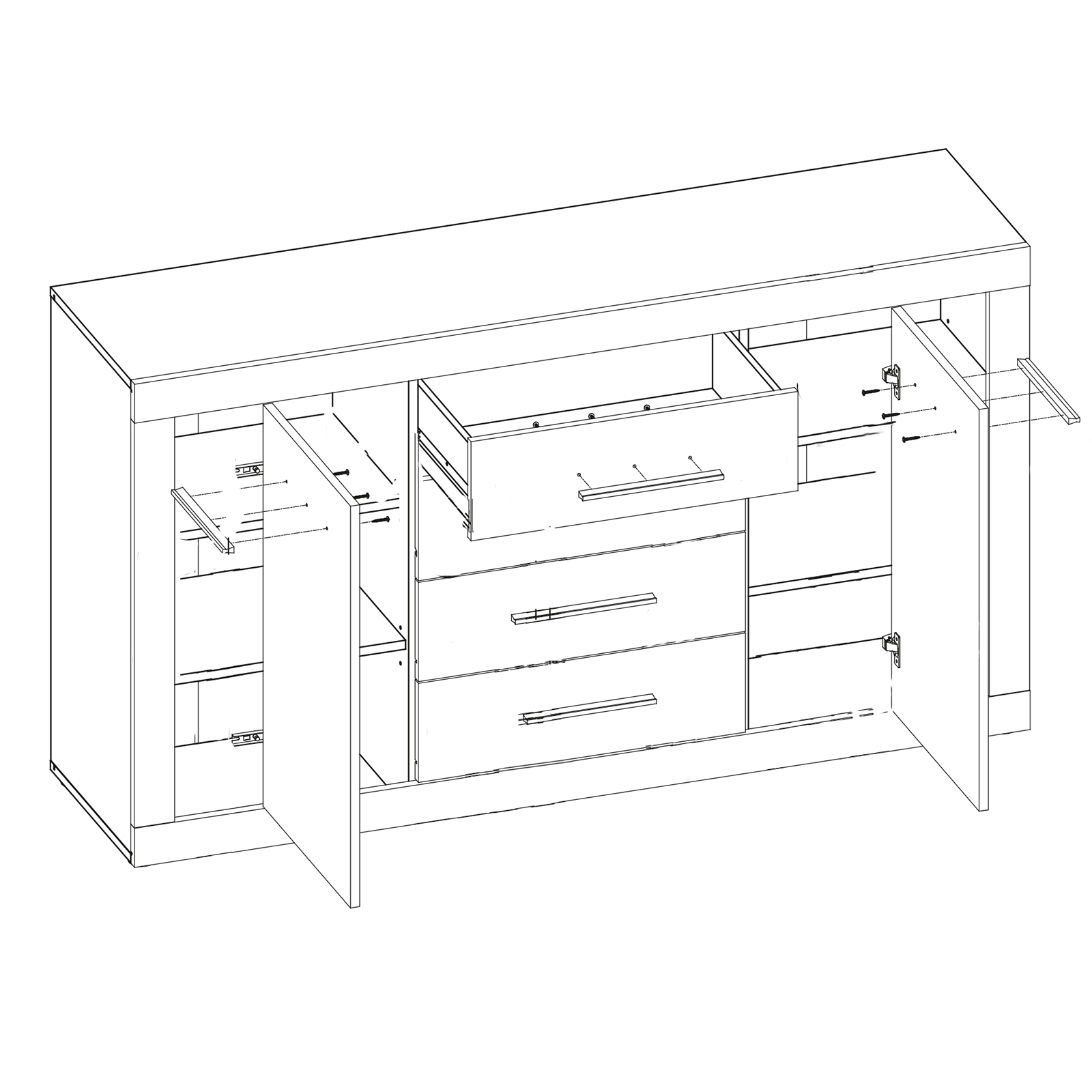 Kommode - Sonoma Eiche-weiß - 155 cm breit
