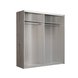 Schwebetürenschrank - Sandeiche - weiß - 220 cm breit