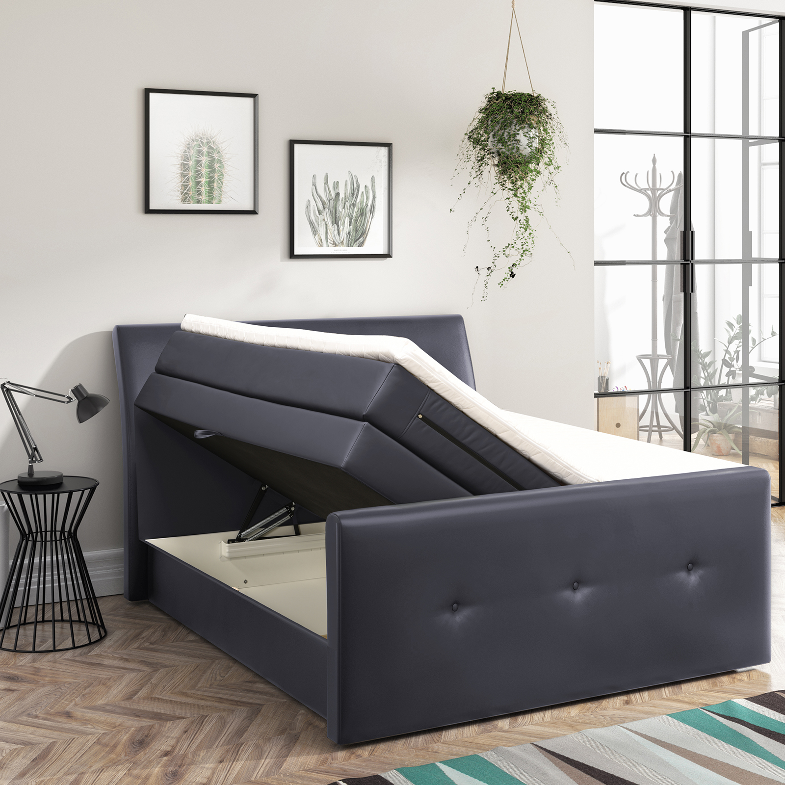 Boxspringbett - graphit - H2 - 180x200 cm