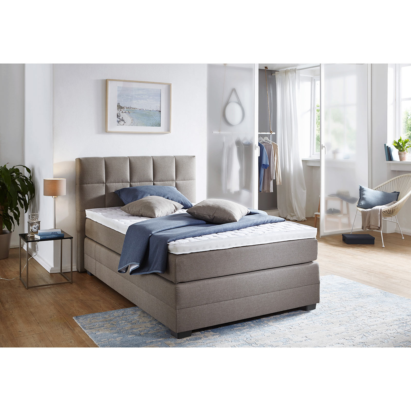 Boxspringbett - schlamm - H3 - 120x200 cm