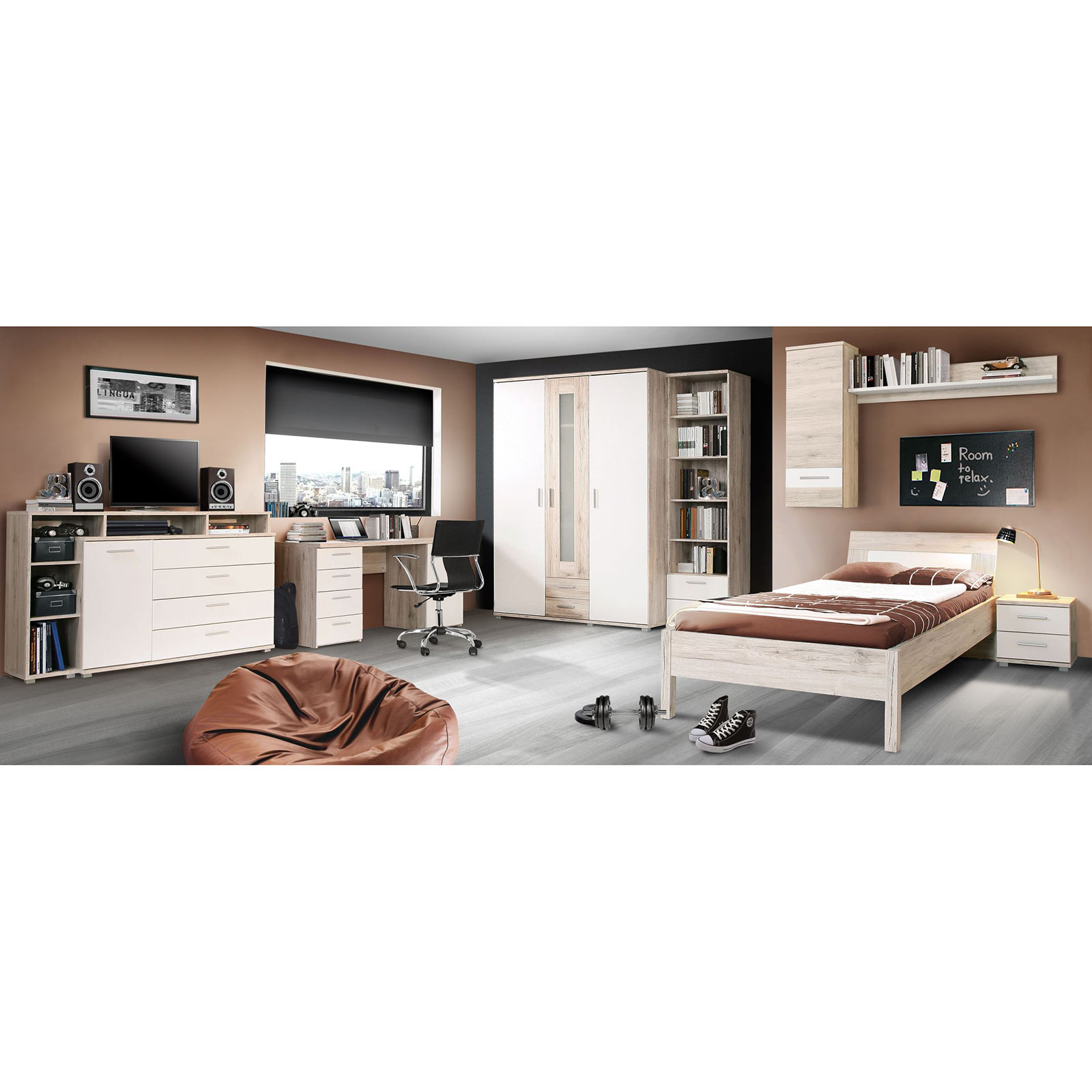 Jugendbett - Sandeiche - 90x200 cm