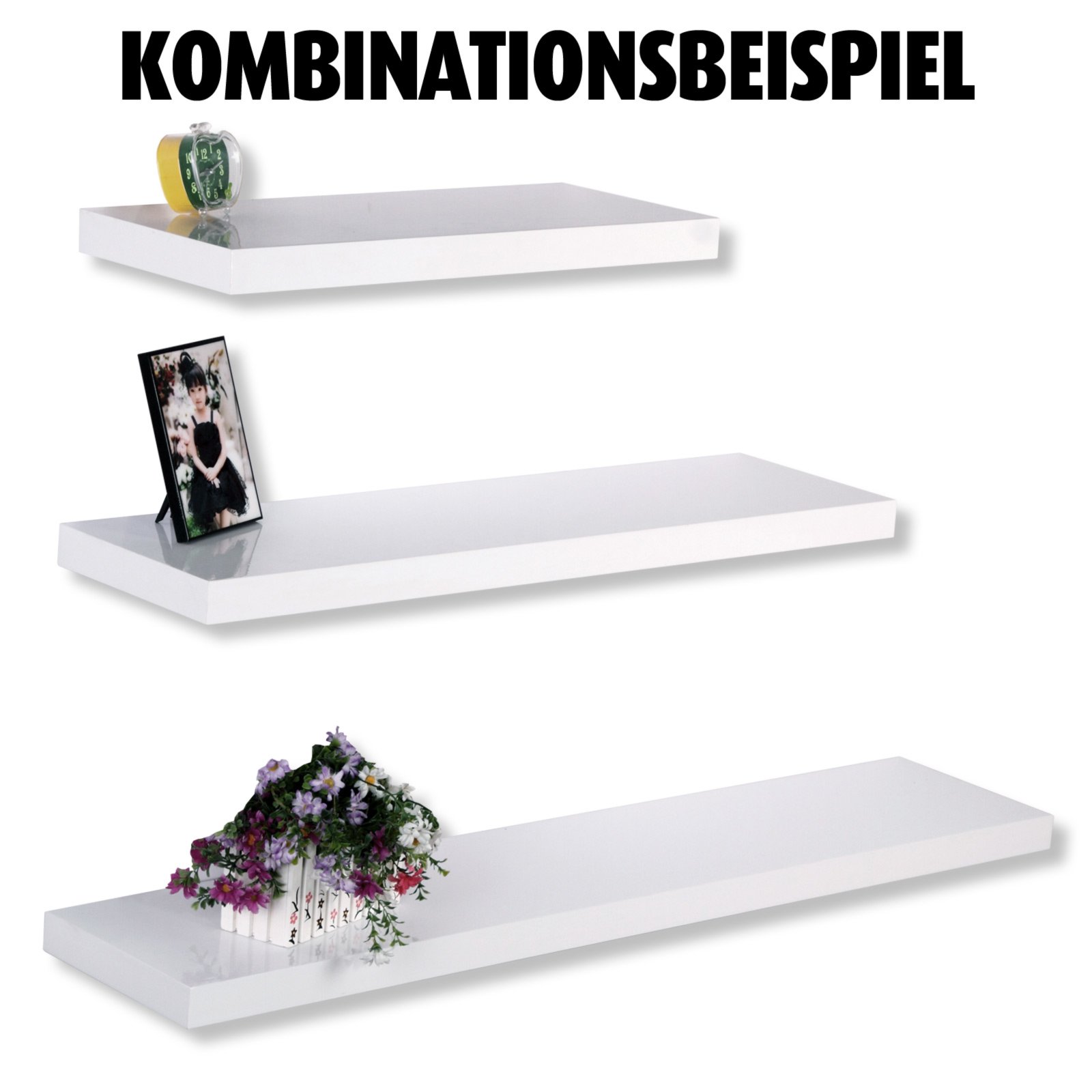 Wandregal - weiß Hochglanz - 120 cm | Online bei ROLLER kaufen
